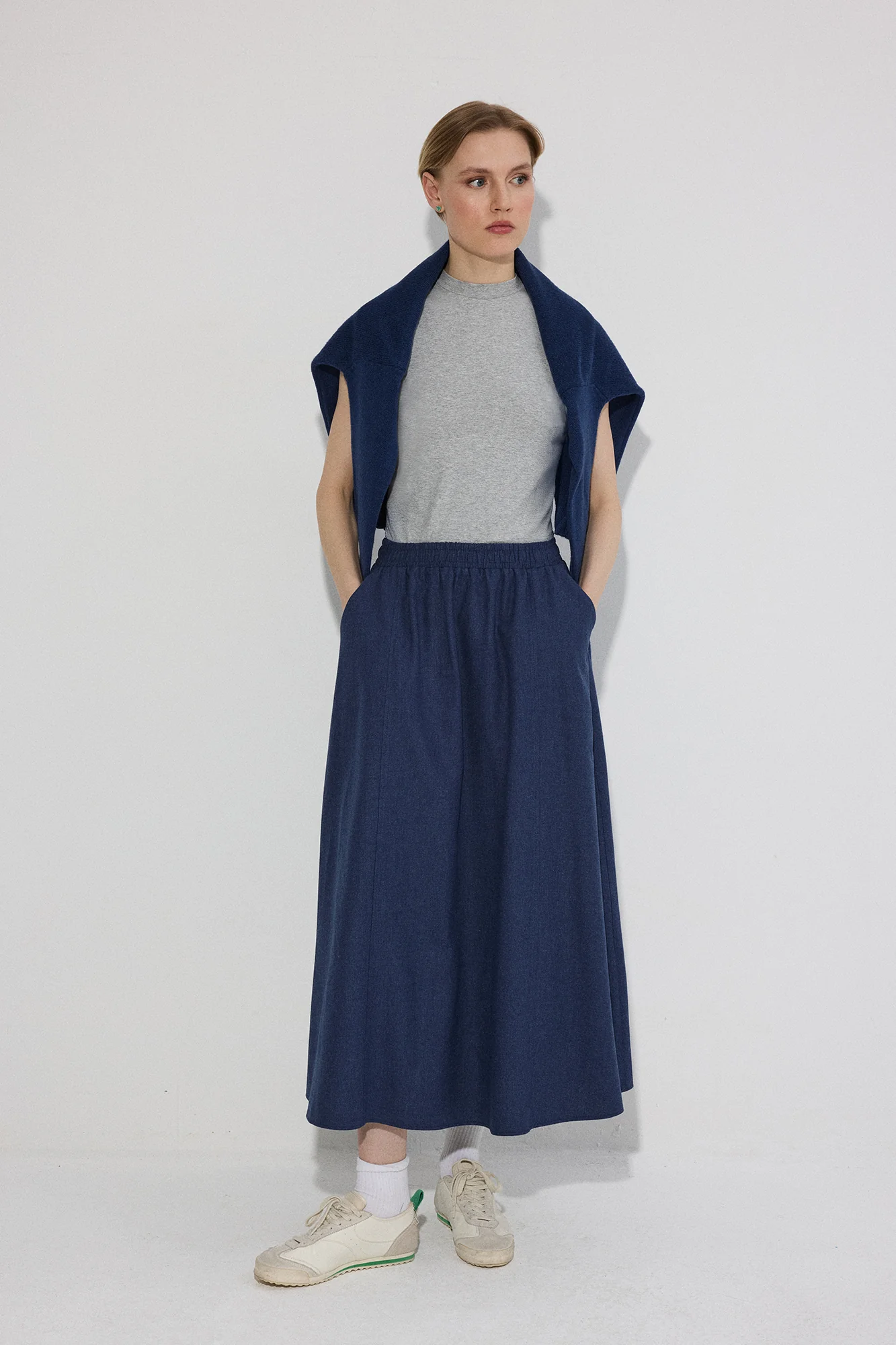 ELASTICATED WAIST LINEN SKIRT