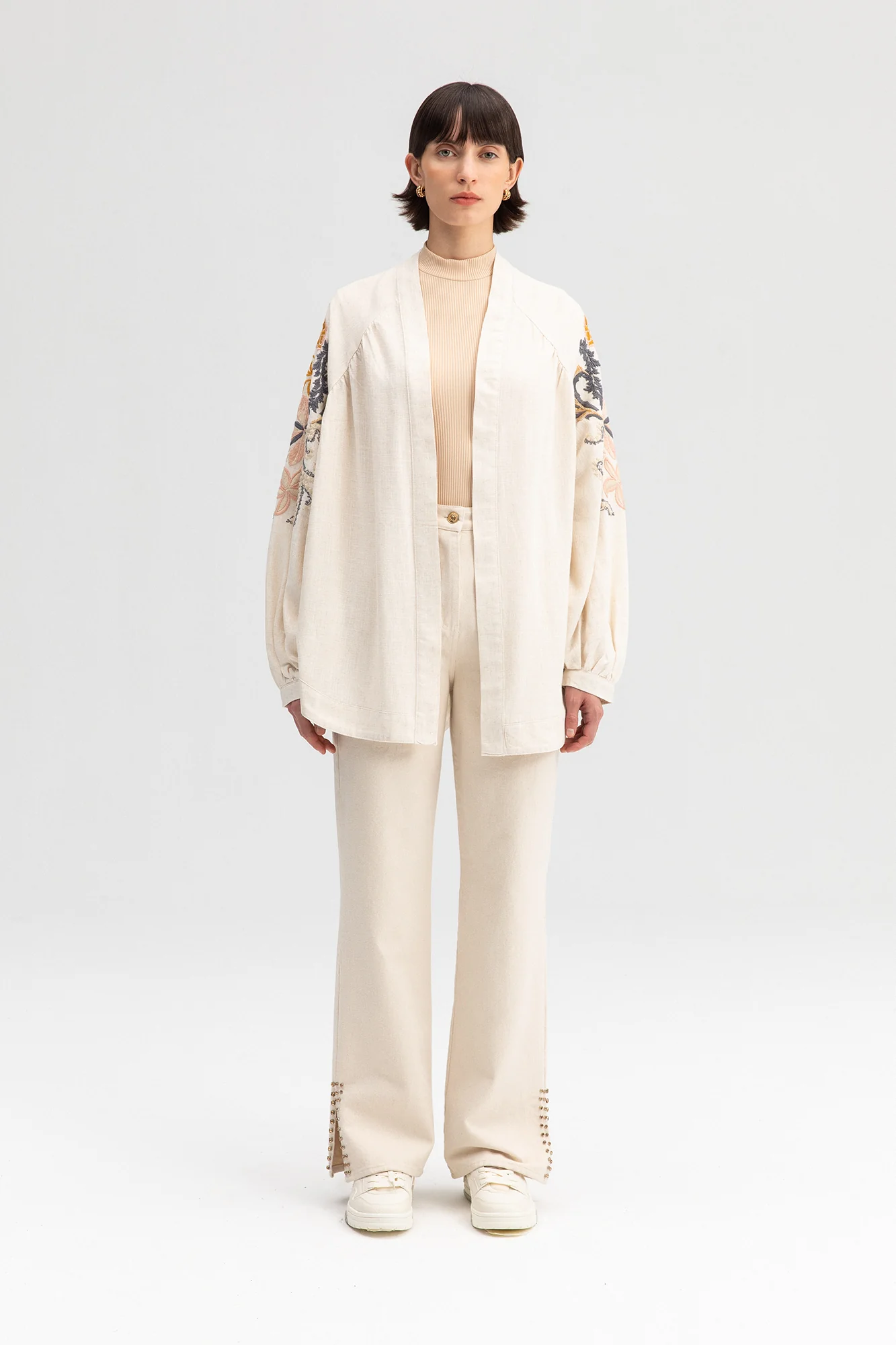 EMBROIDERED LINEN KIMONO JACKET - Image 3