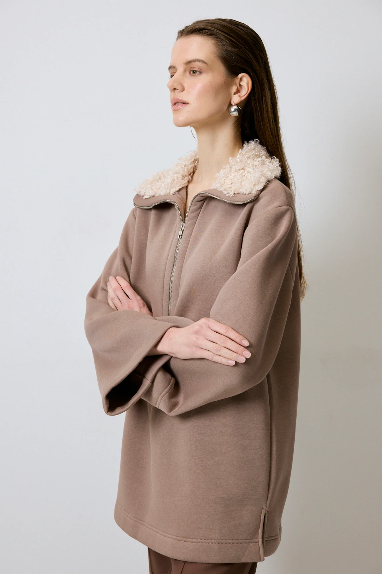 FAUX FUR COLLAR SWEATSHIRT - Image 5
