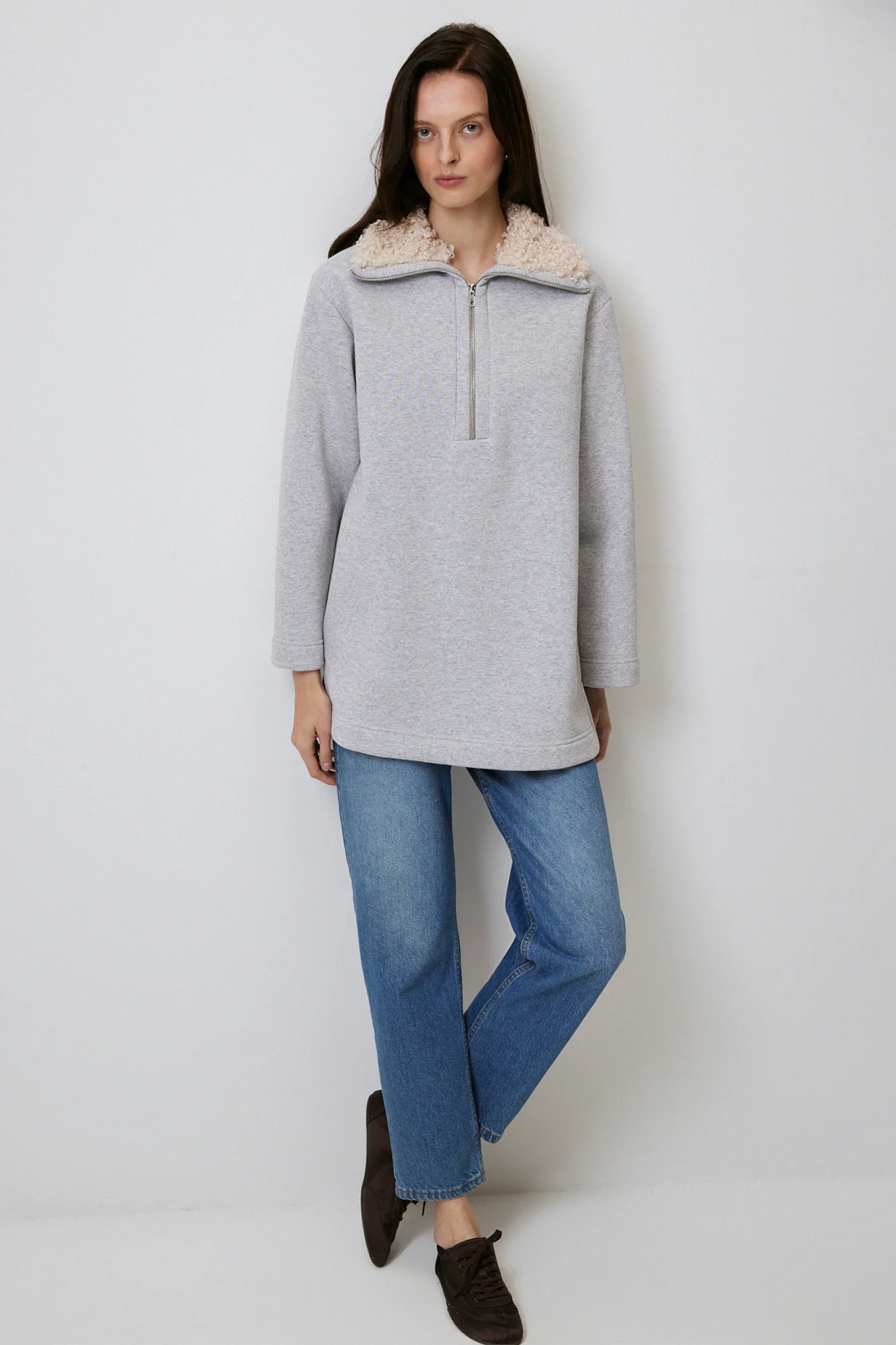 FAUX FUR COLLAR SWEATSHIRT - Image 3