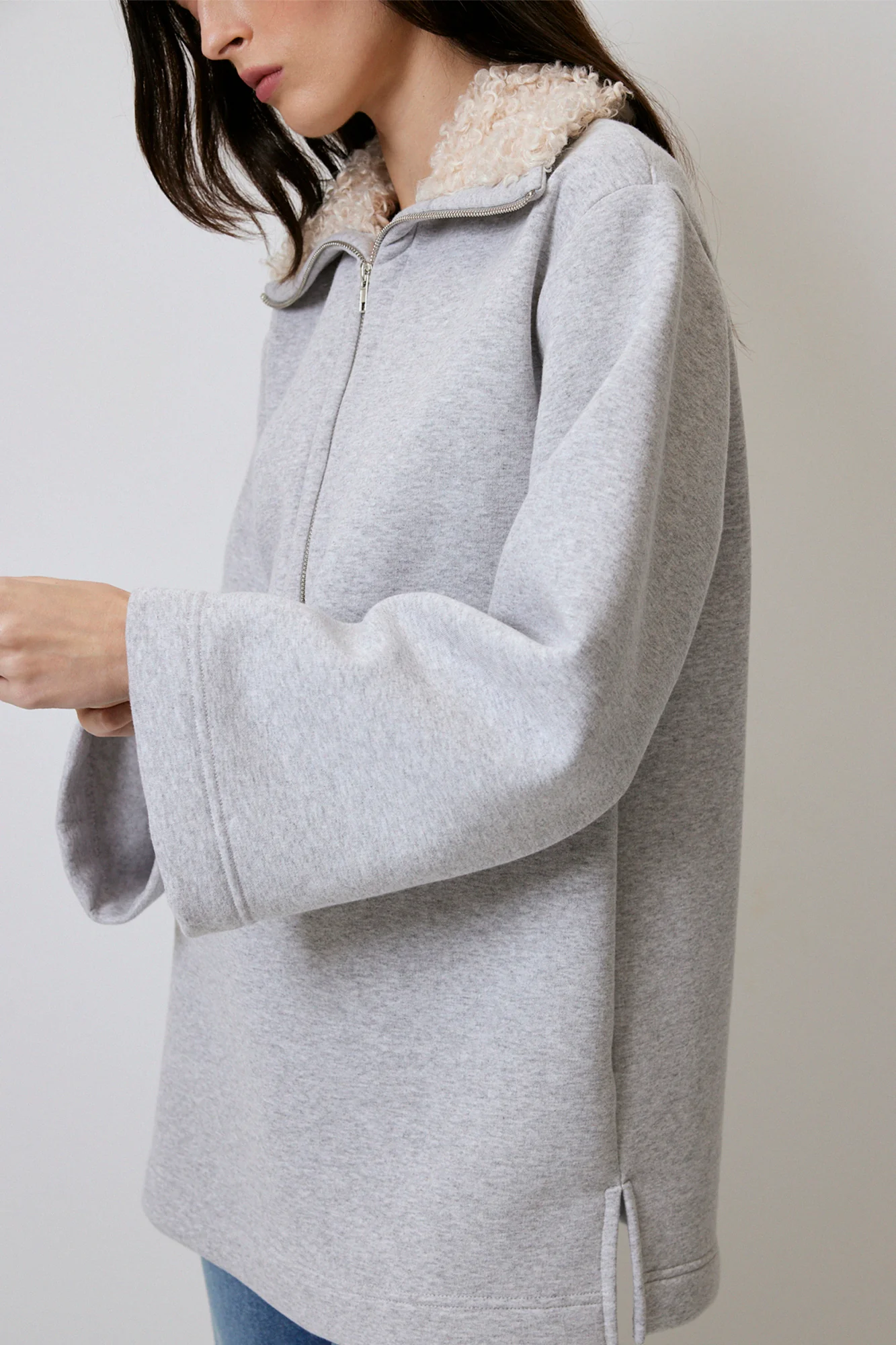 FAUX FUR COLLAR SWEATSHIRT - Image 7