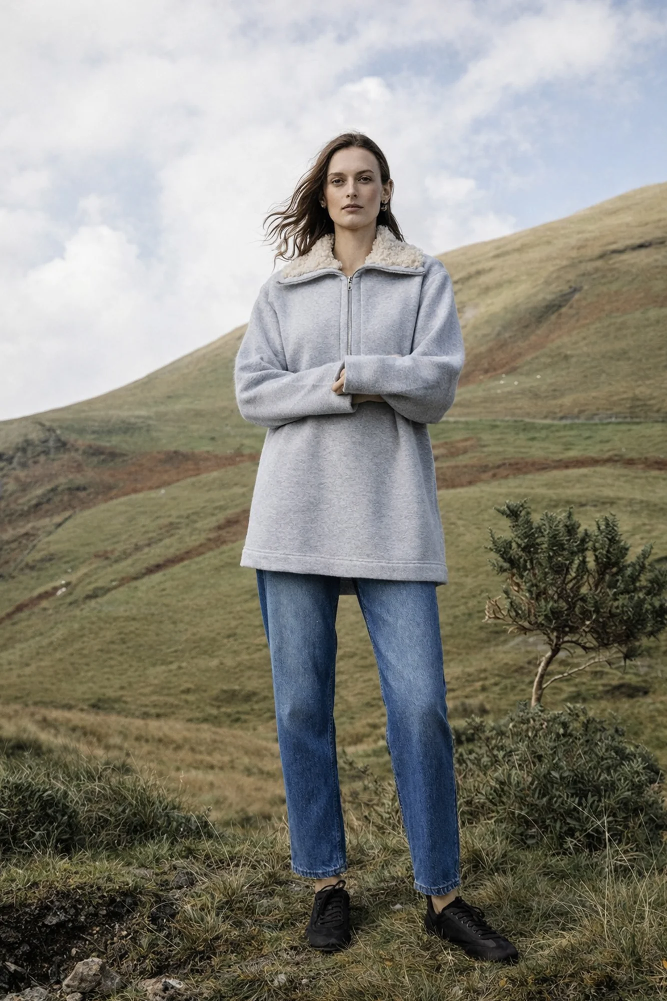 FAUX FUR COLLAR SWEATSHIRT - Image 8