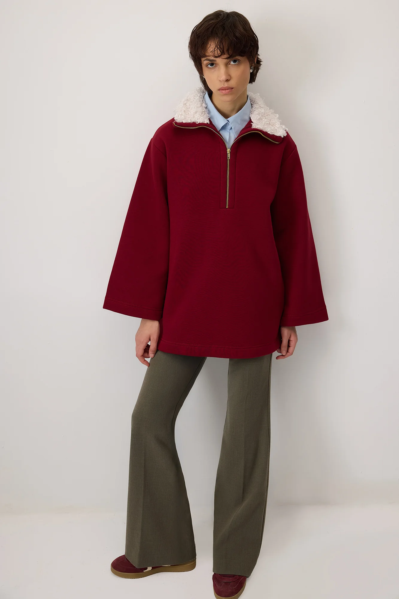 FAUX FUR COLLAR SWEATSHIRT - Image 4