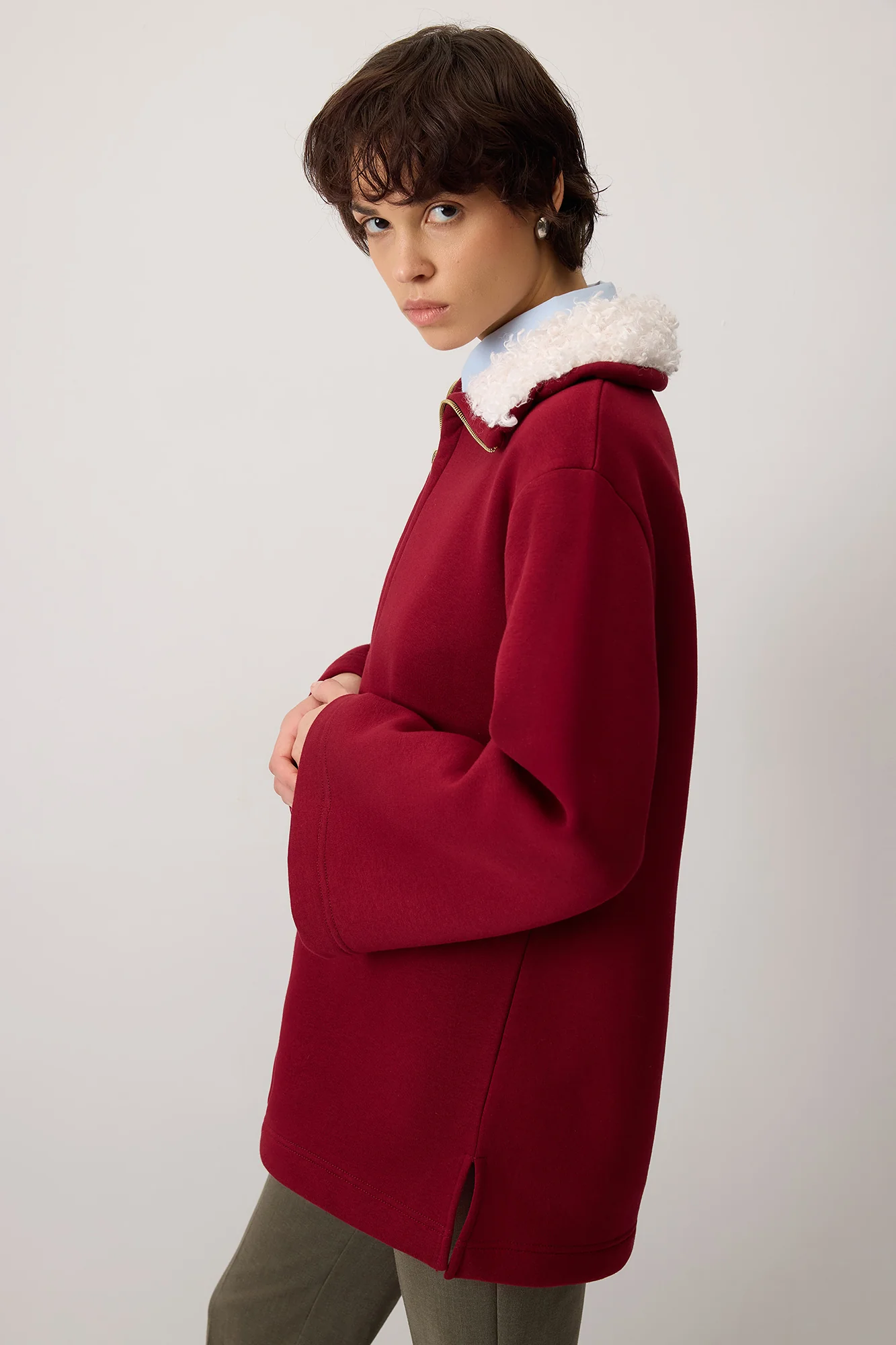 FAUX FUR COLLAR SWEATSHIRT - Image 5