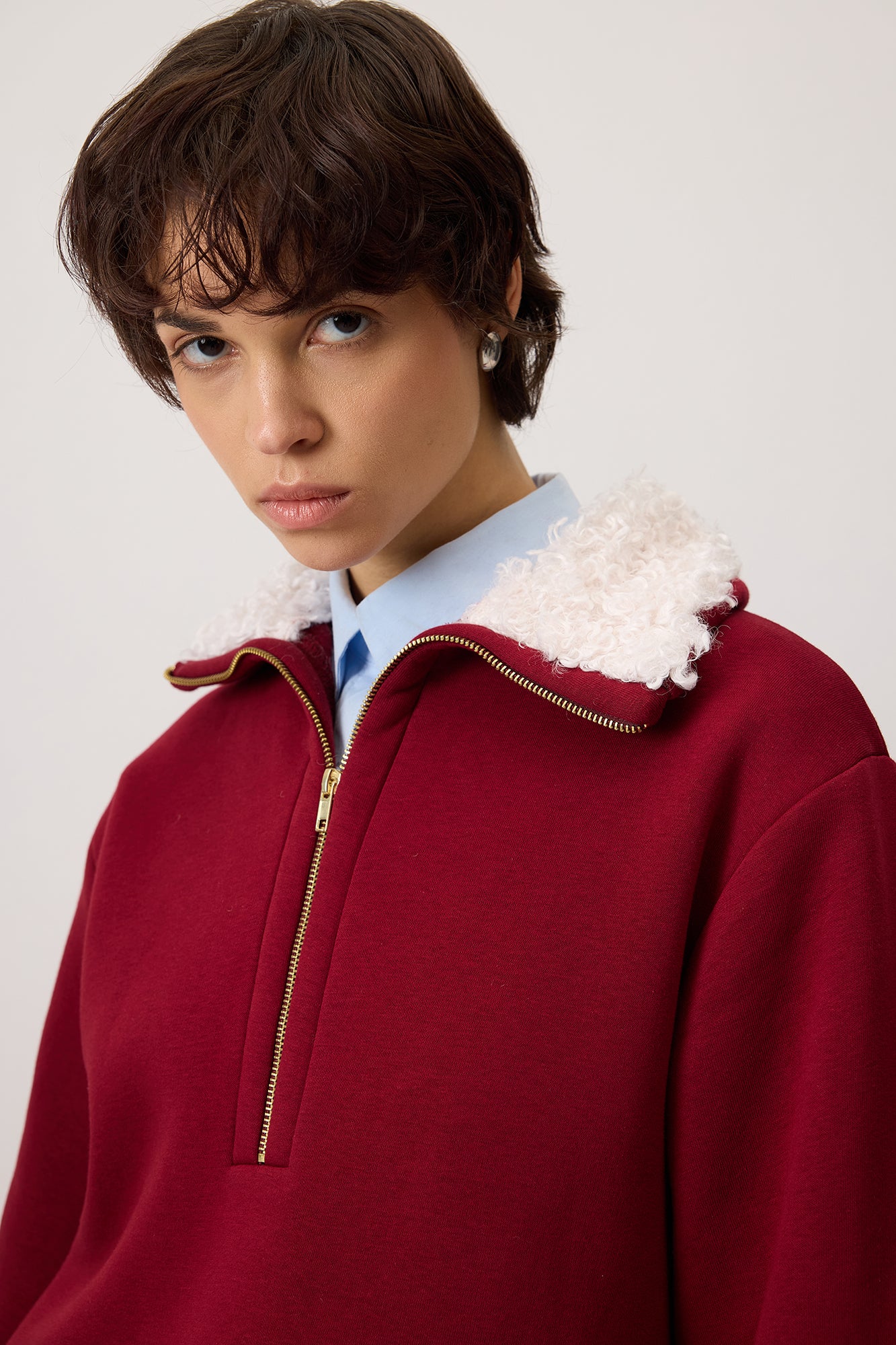 FAUX FUR COLLAR SWEATSHIRT - Image 6