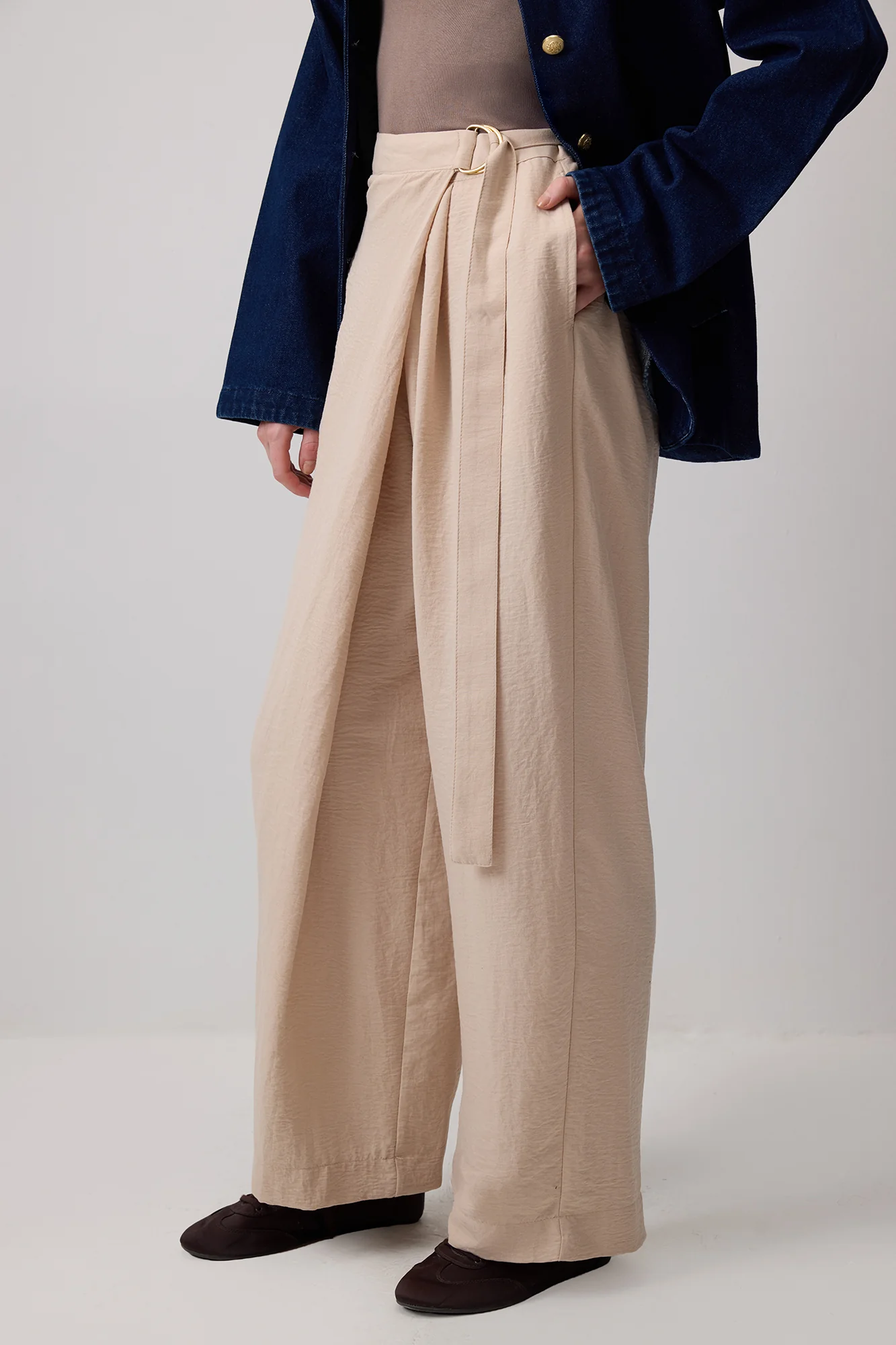 ZIPPERED WIDE LEG TROUSERS - Image 2