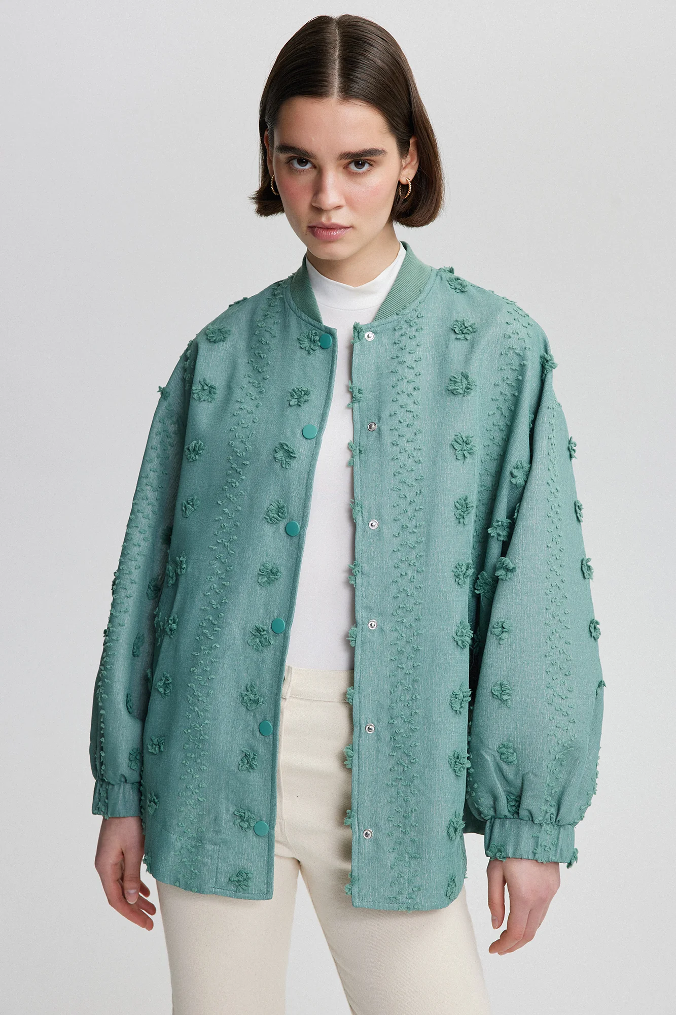 FLORAL LACE BOMBER JACKET - Image 3
