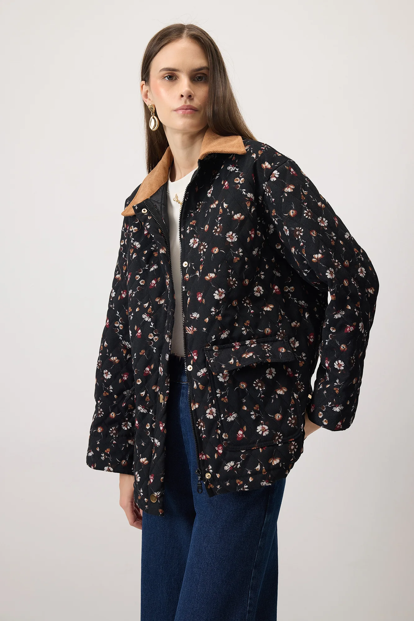 FLORAL PATTERNED GABARDIN JACKET - Image 4