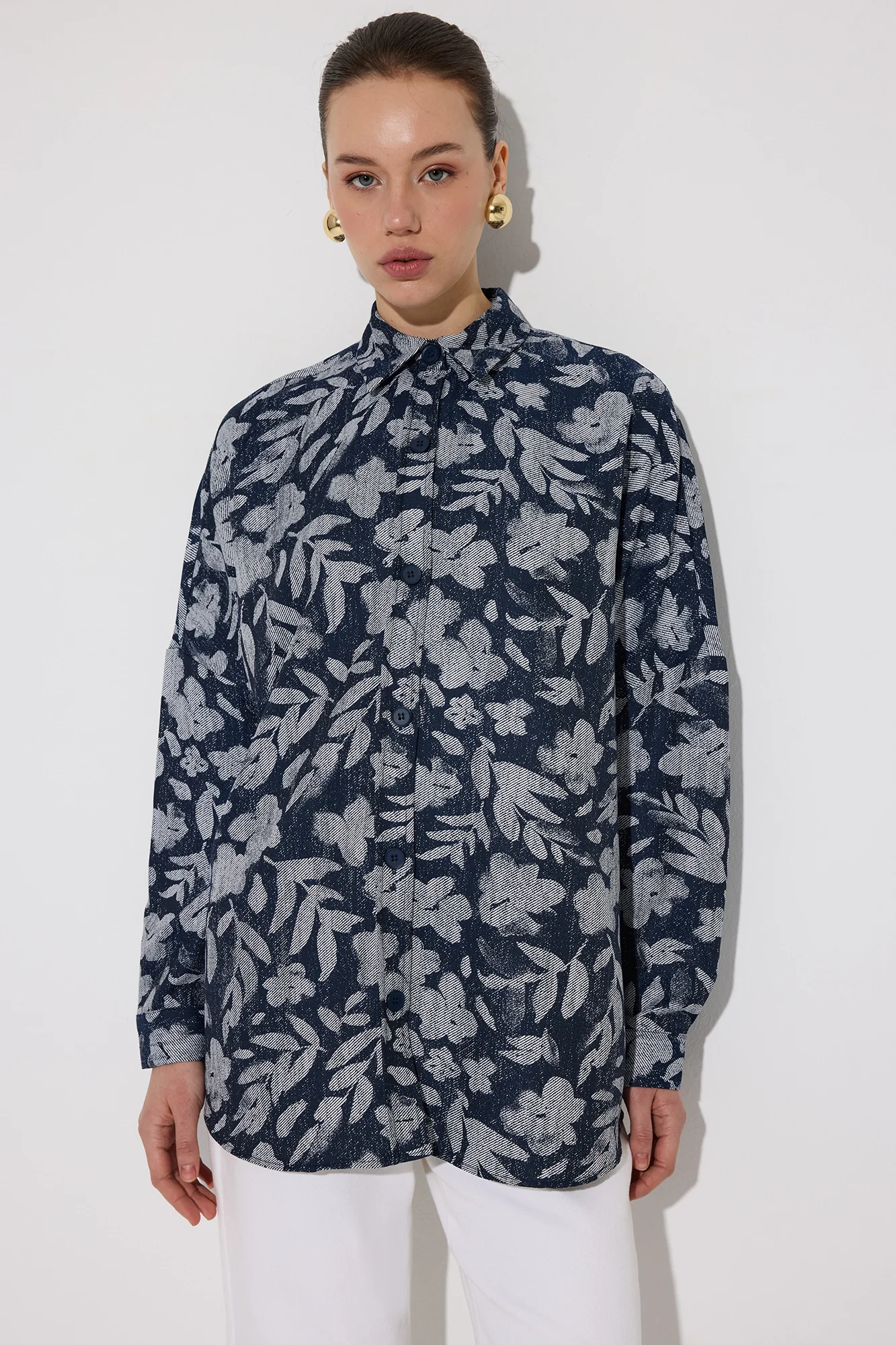 FLORAL PATTERNED OVERSIZE SHIRT - Image 3