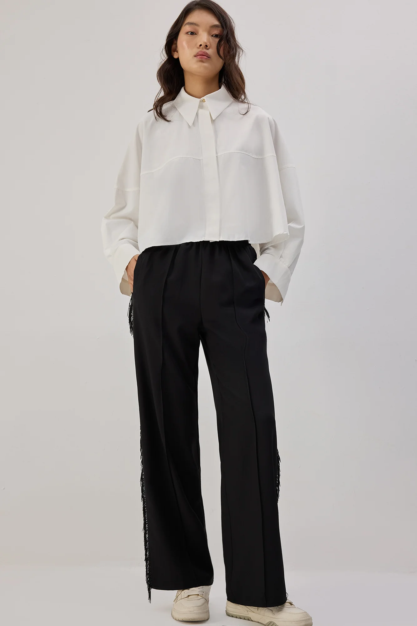 FRINGED CREPE TROUSERS - Image 3