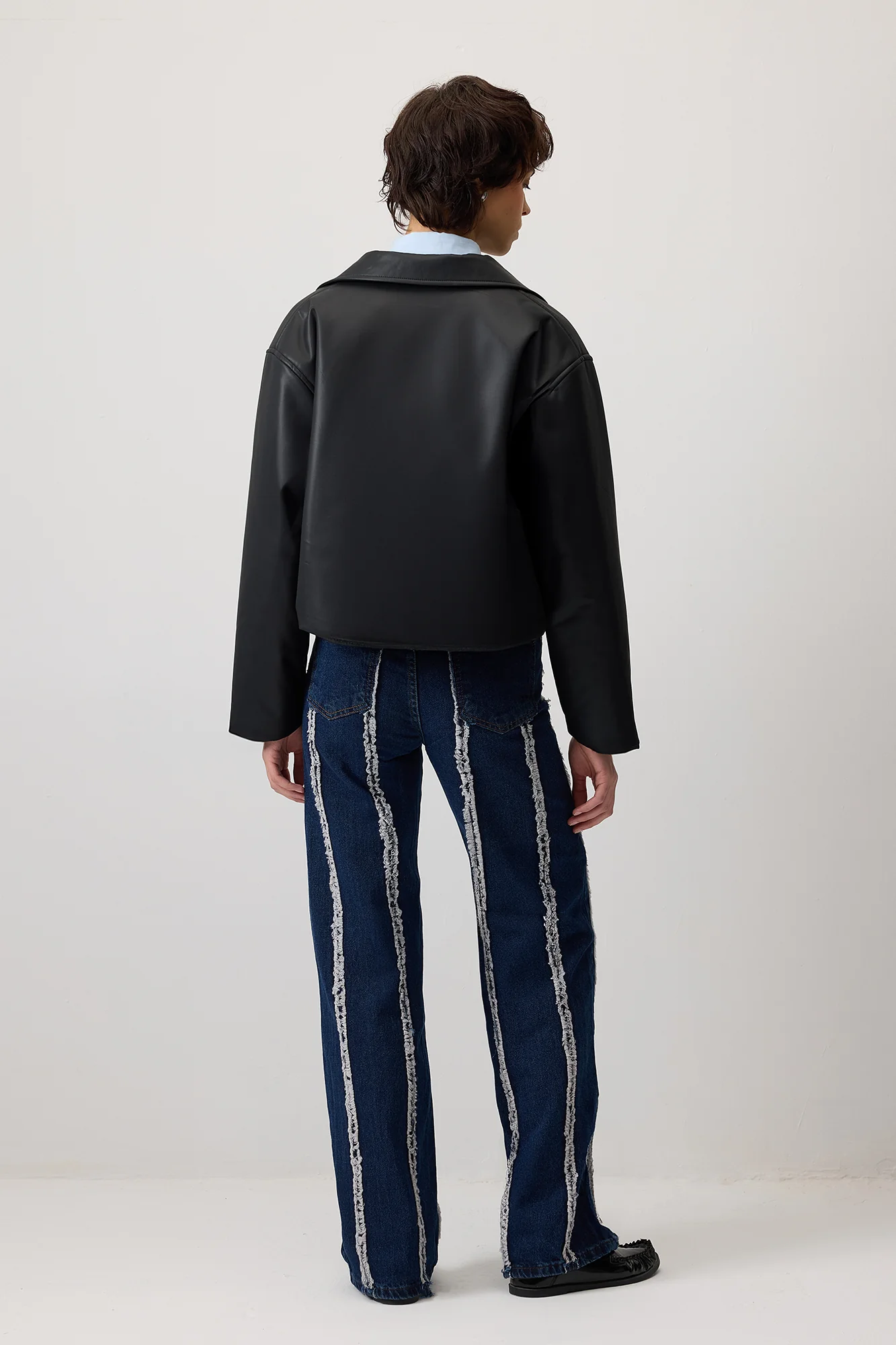 FRINGED PIECE DENIM TROUSERS - Image 5