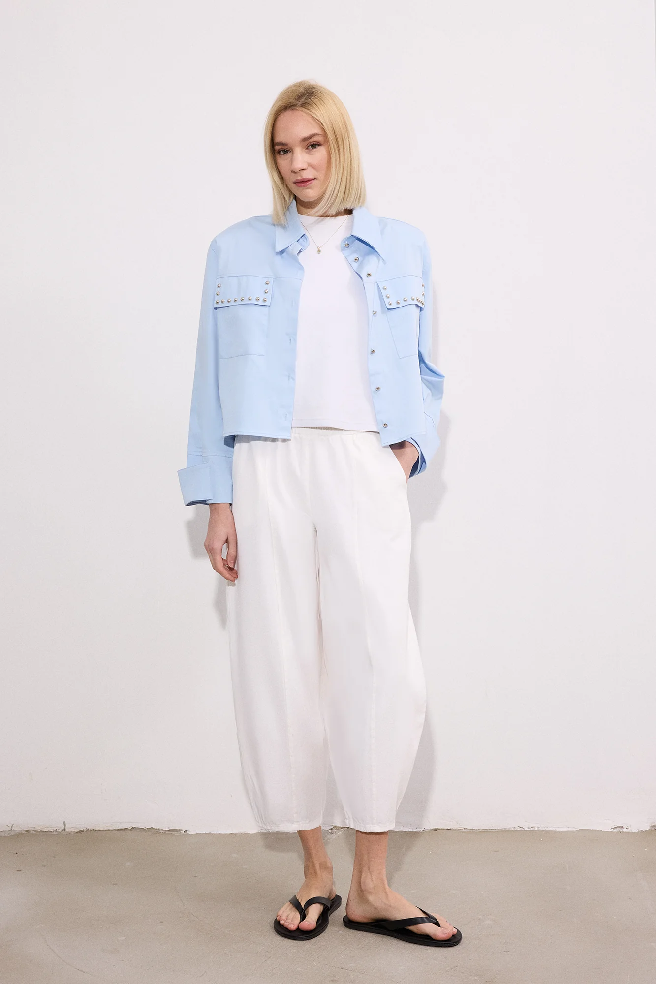 GABARDINE BALLOON PANTS WITH ELASTIC WAISTBAND - Image 3