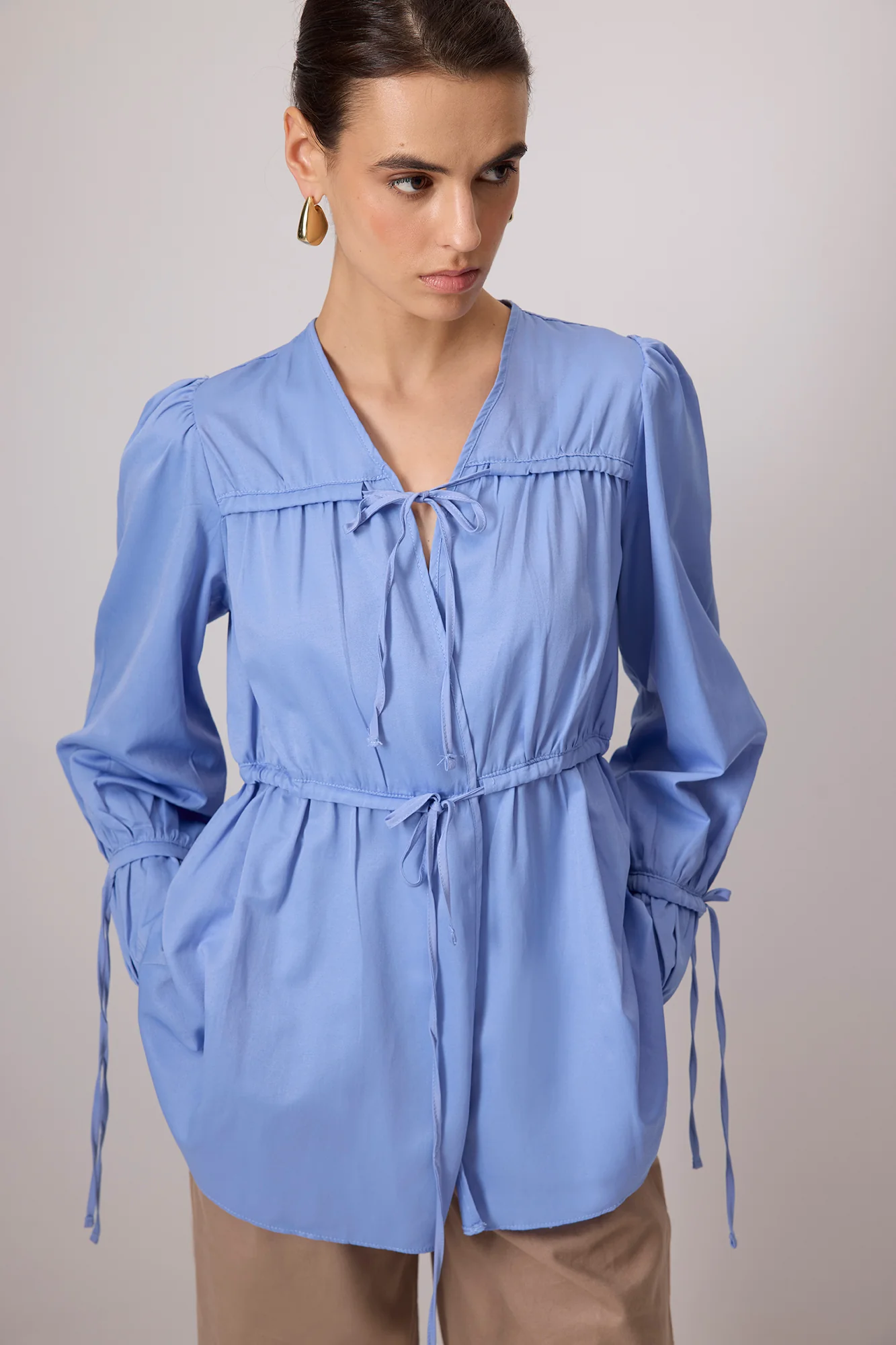 GATHERED POPLIN KIMONO - Image 4