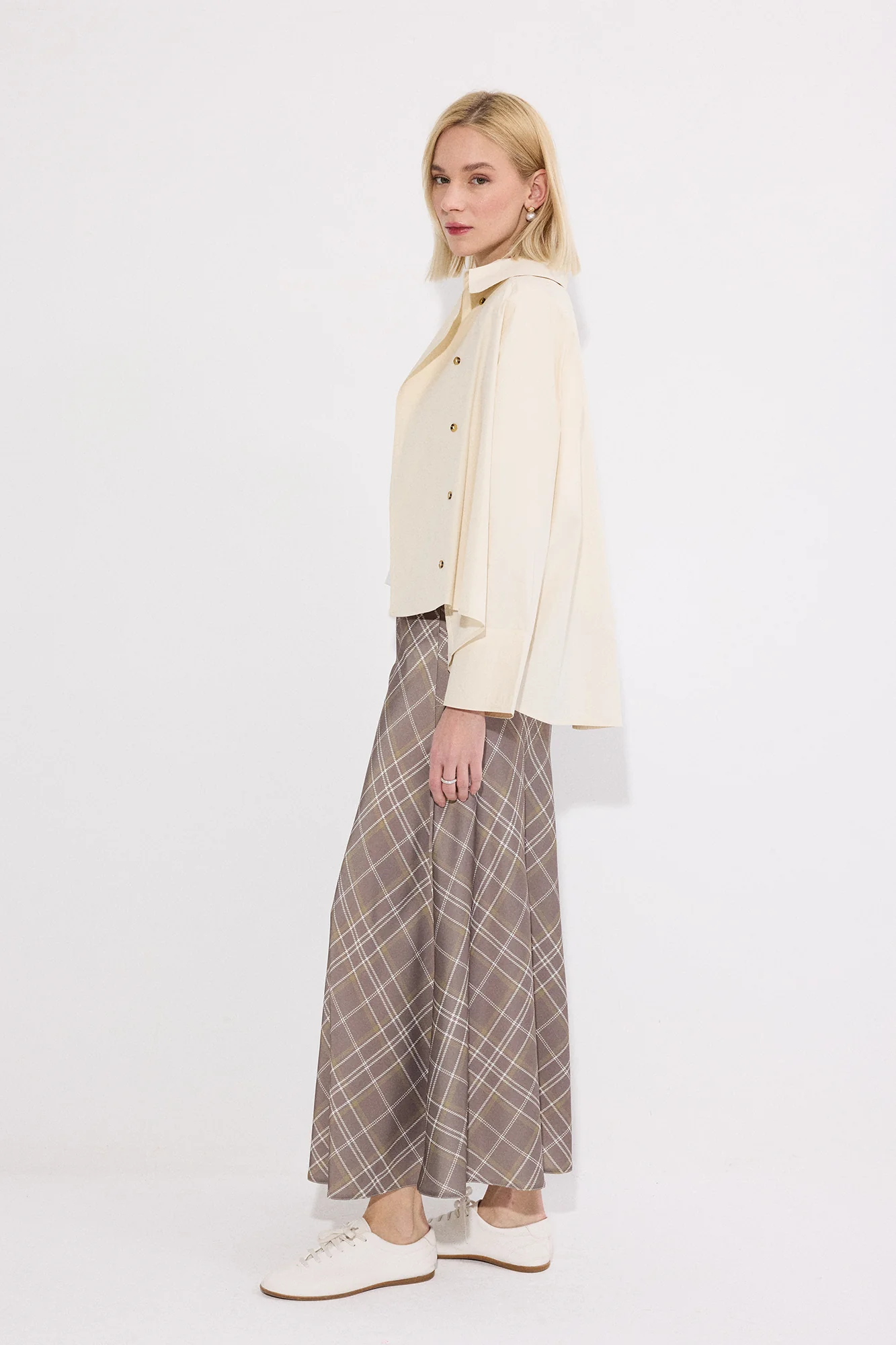 GINGHAM SATIN SKIRT - Image 2