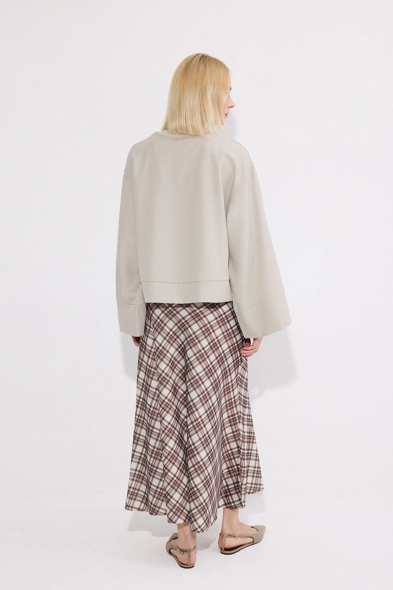 GINGHAM SATIN SKIRT - Image 6