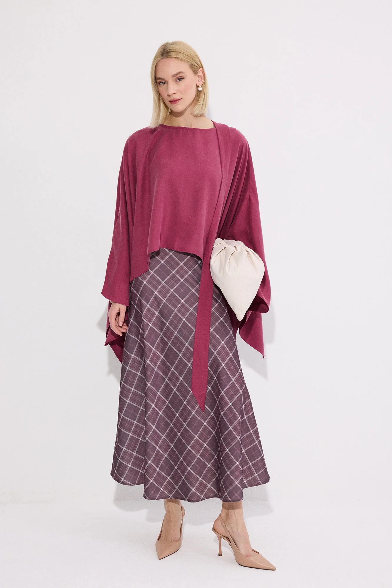 GINGHAM SATIN SKIRT - Image 2