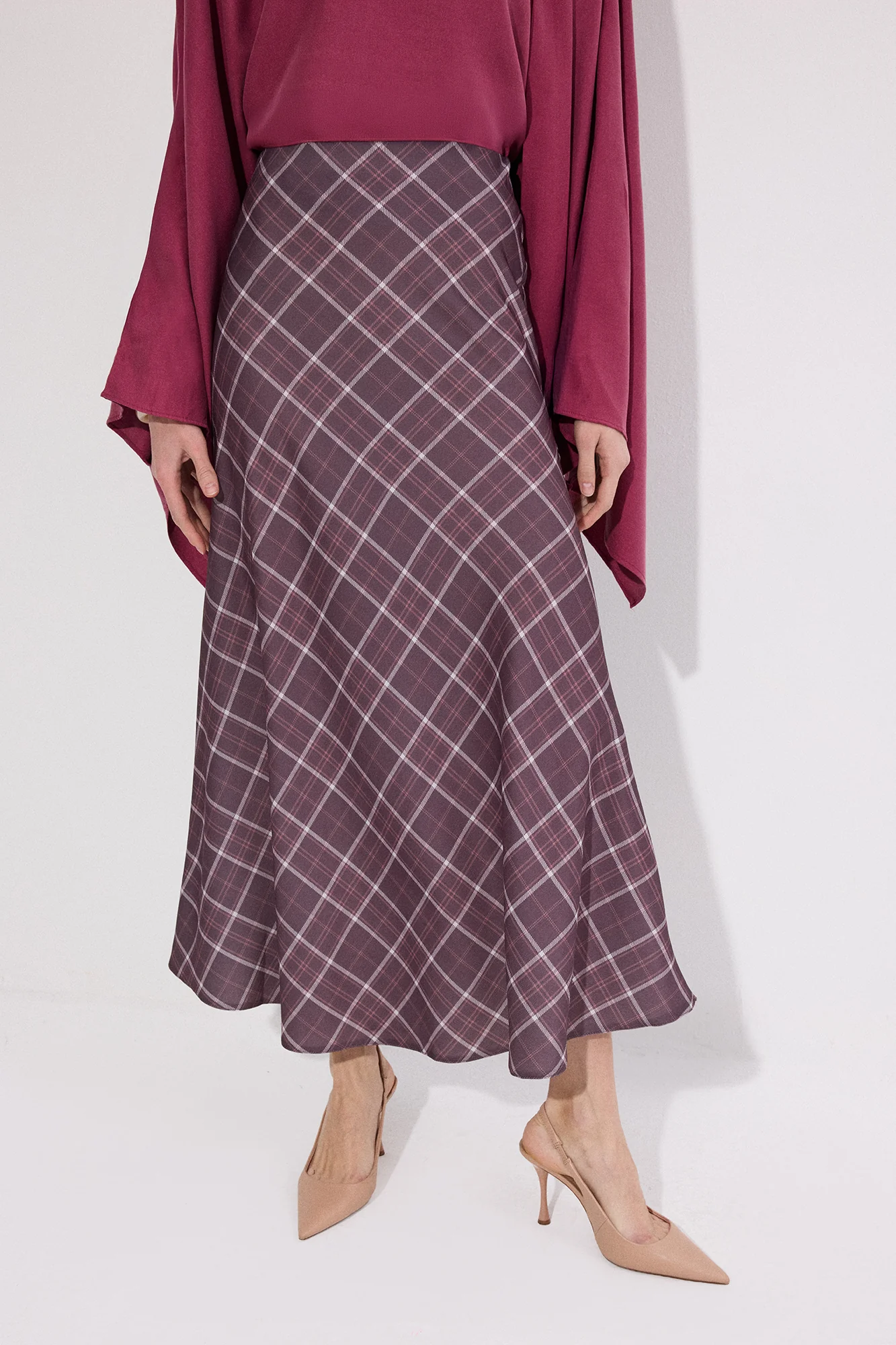 GINGHAM SATIN SKIRT - Image 5