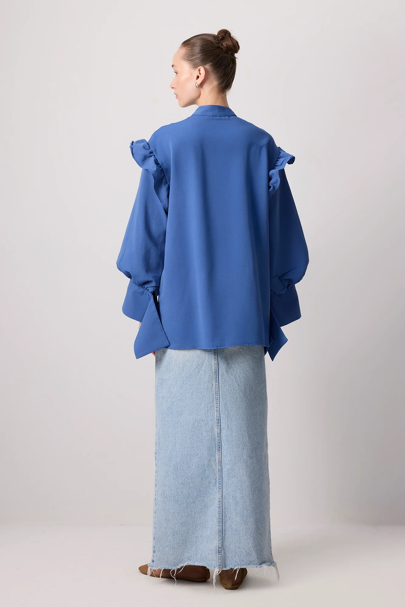 LINEN TEXTURED RUFFLED SHIRT - Image 5