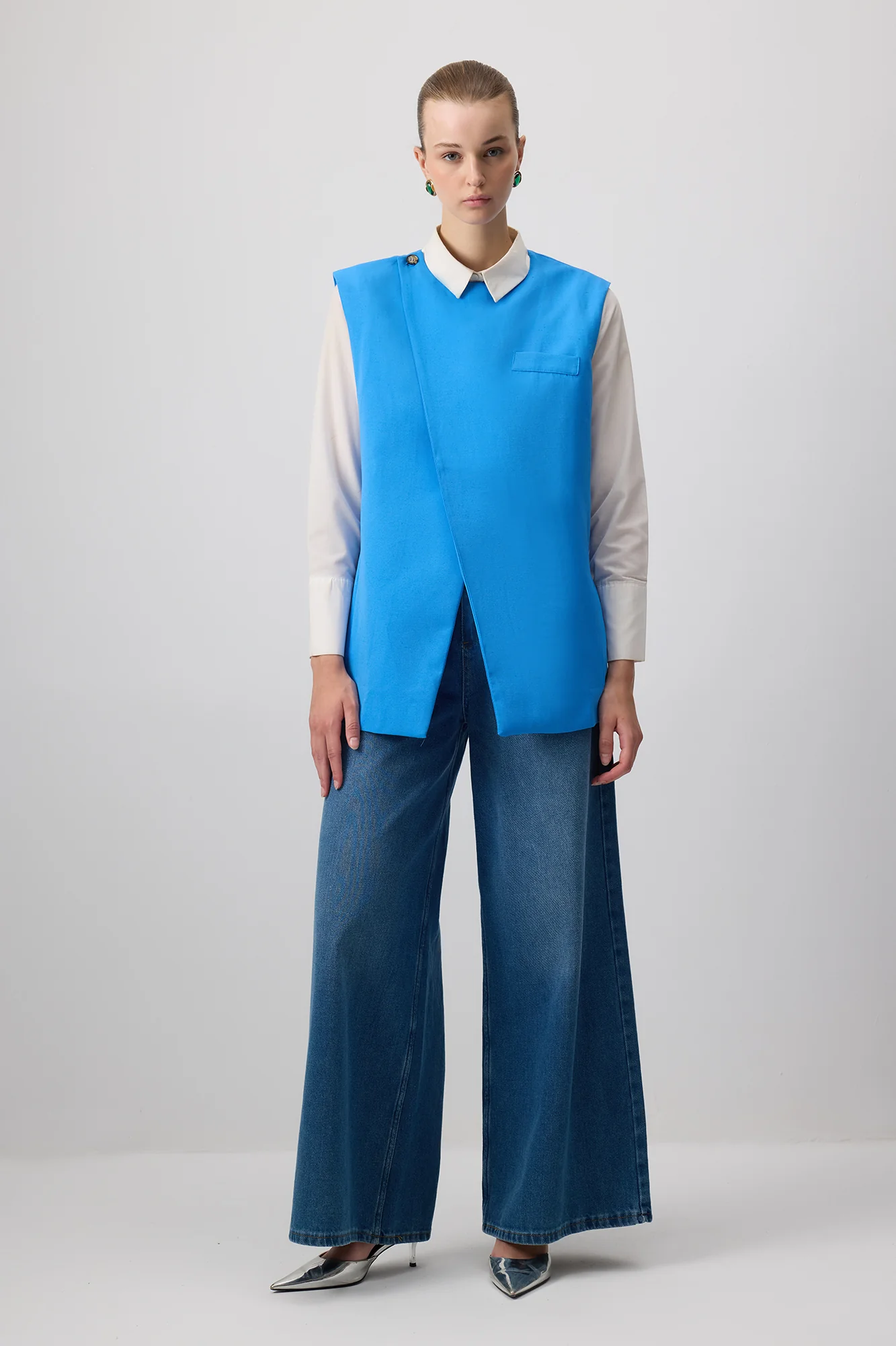 LINEN TEXTURED DOUBLE BREASTED VEST - Image 5