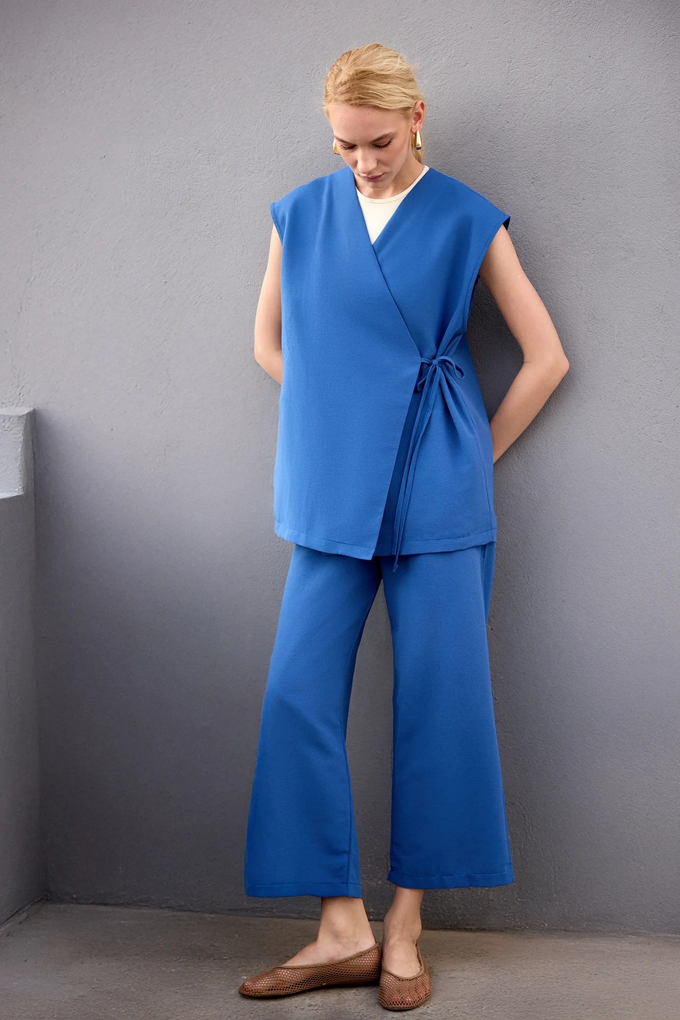 LINEN TEXTURED VEST PANTS SET - Image 3