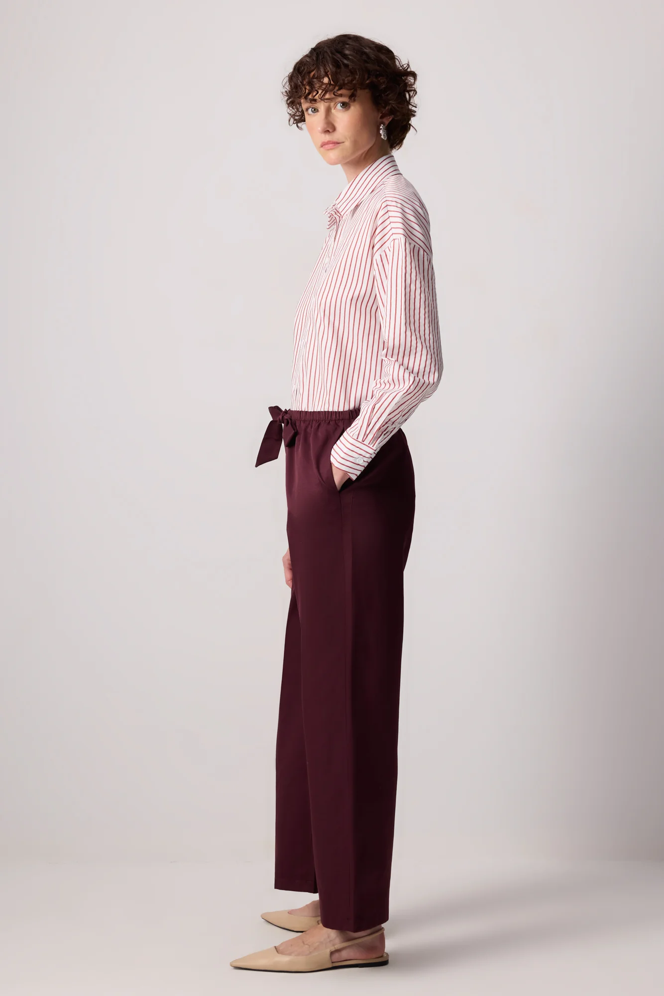 ELASTICATED WAIST WIDE LEG TROUSERS - Image 3
