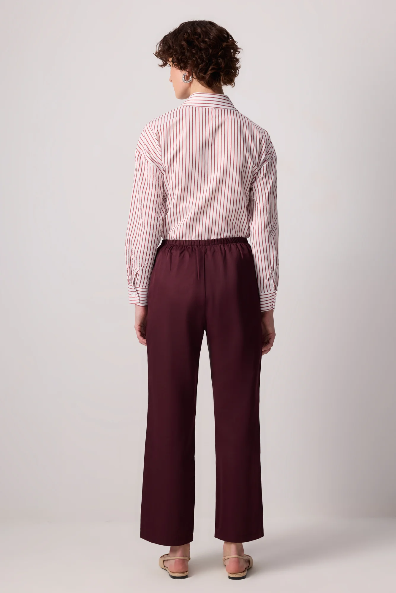 ELASTICATED WAIST WIDE LEG TROUSERS - Image 4