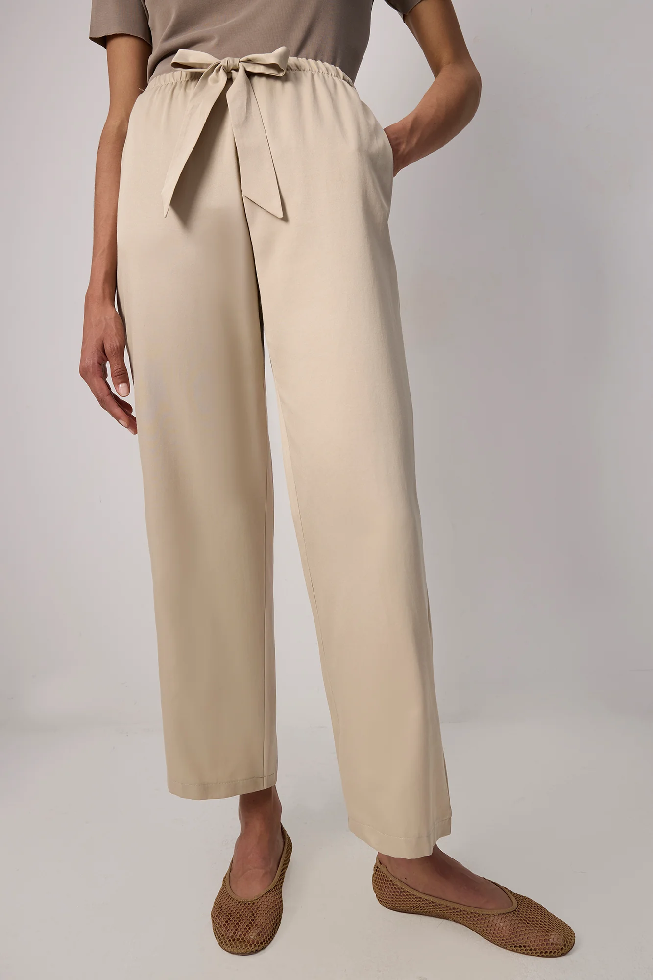 ELASTICATED WAIST WIDE LEG TROUSERS - Image 4
