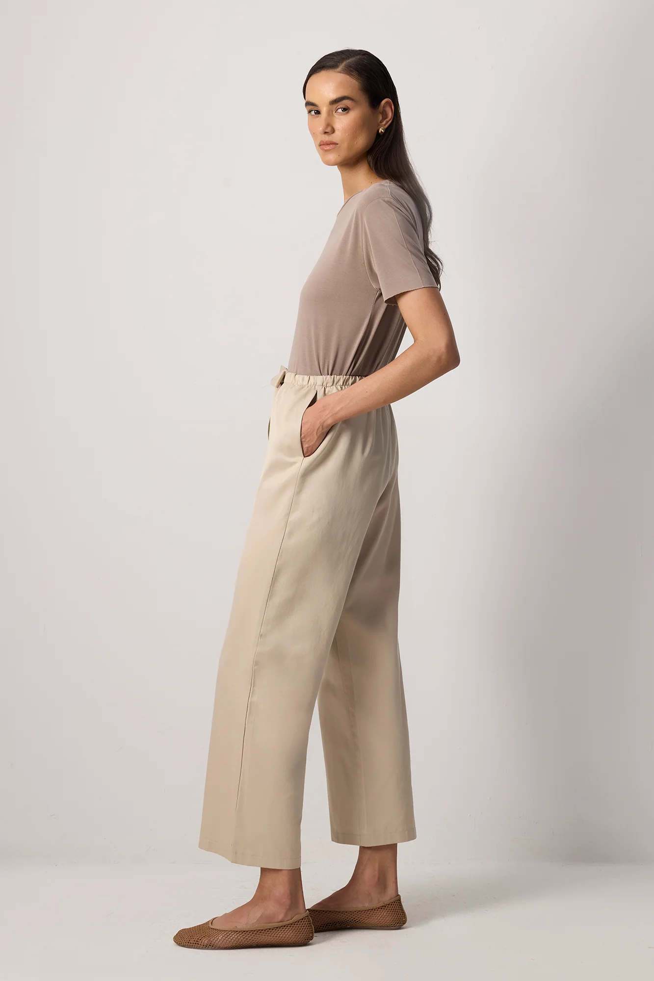 ELASTICATED WAIST WIDE LEG TROUSERS - Image 5