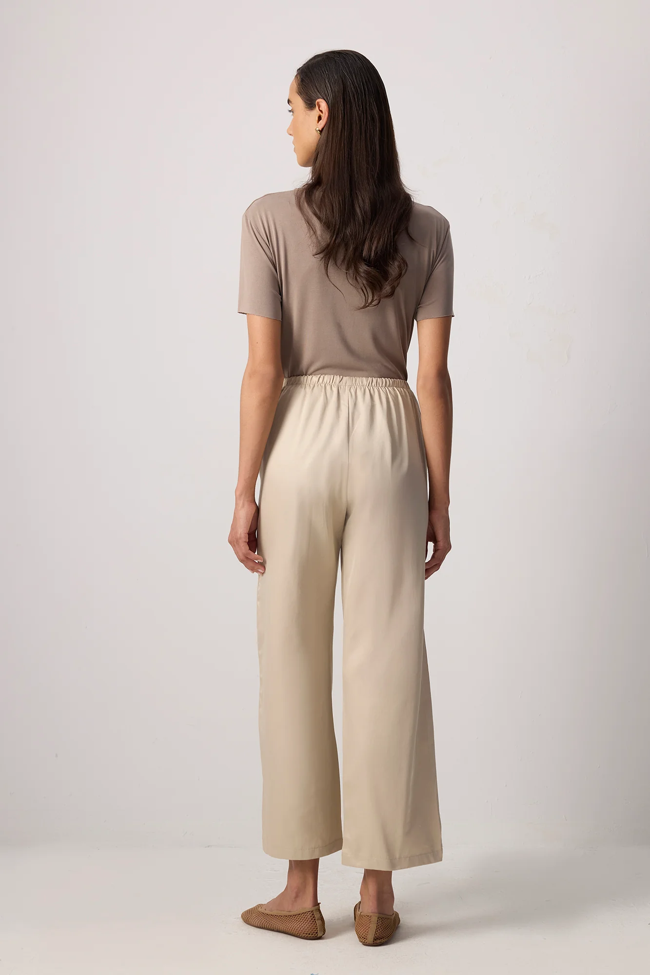 ELASTICATED WAIST WIDE LEG TROUSERS - Image 6