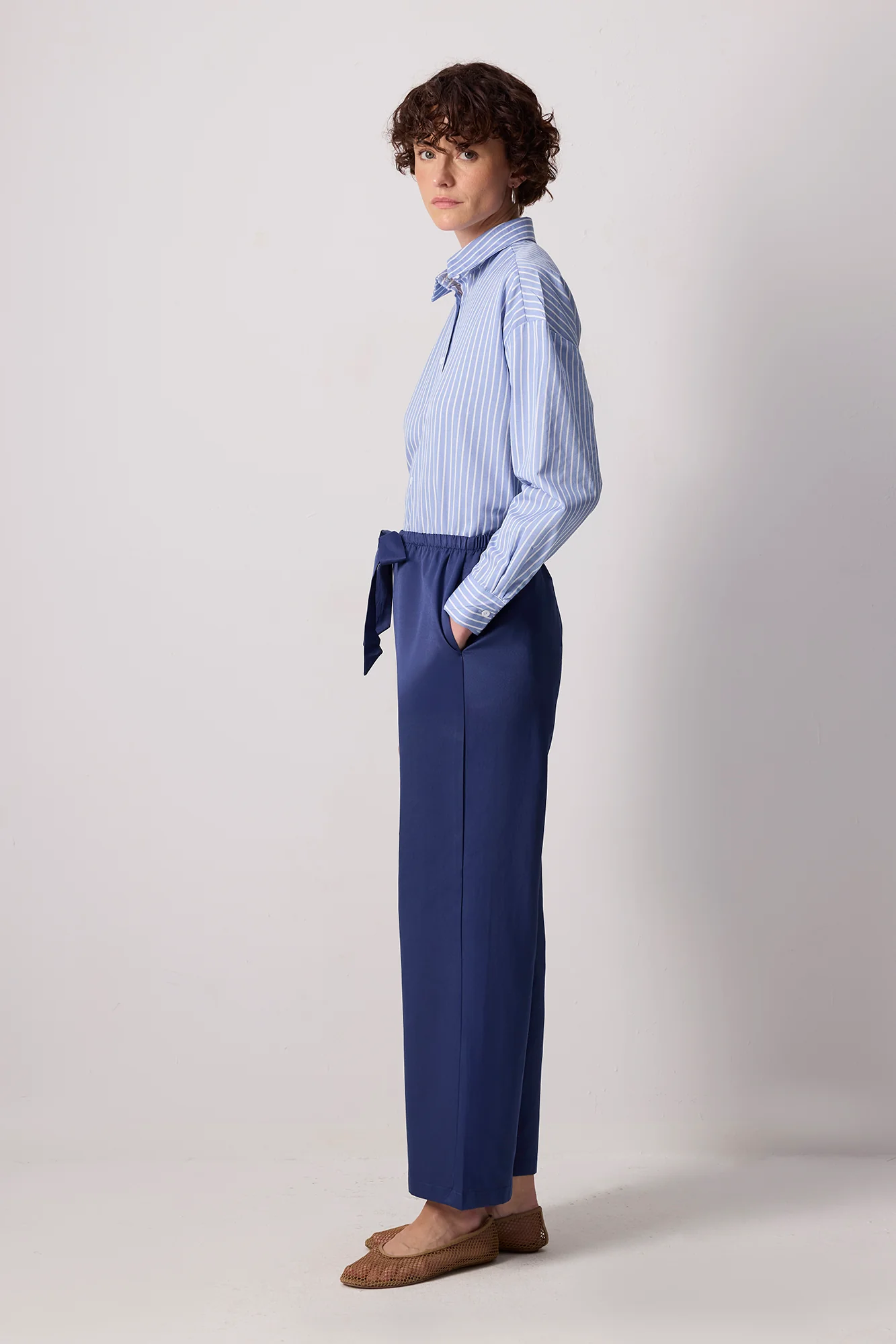 ELASTICATED WAIST WIDE LEG TROUSERS - Image 3