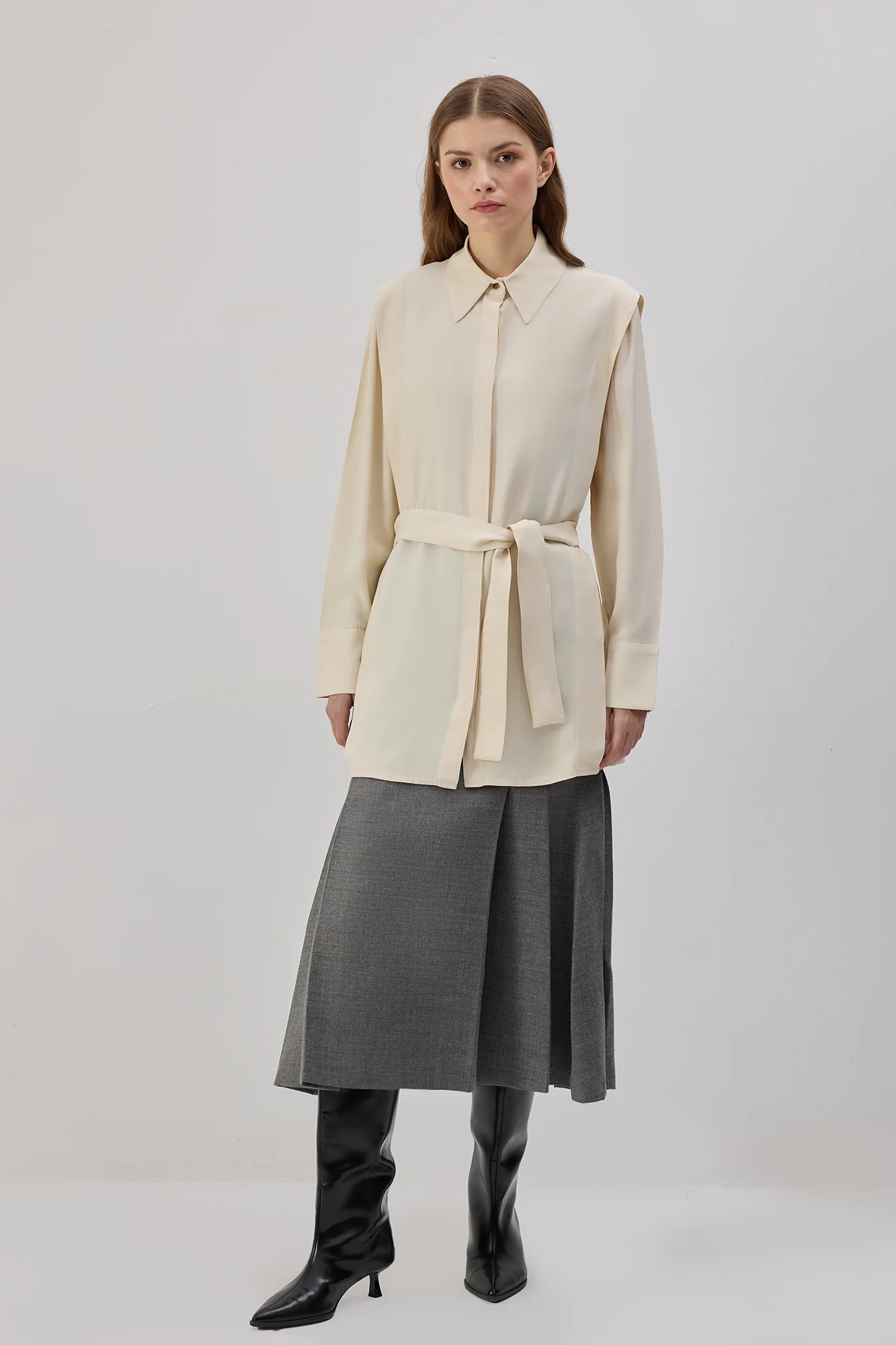 BELTED SATIN SHIRT - Image 3