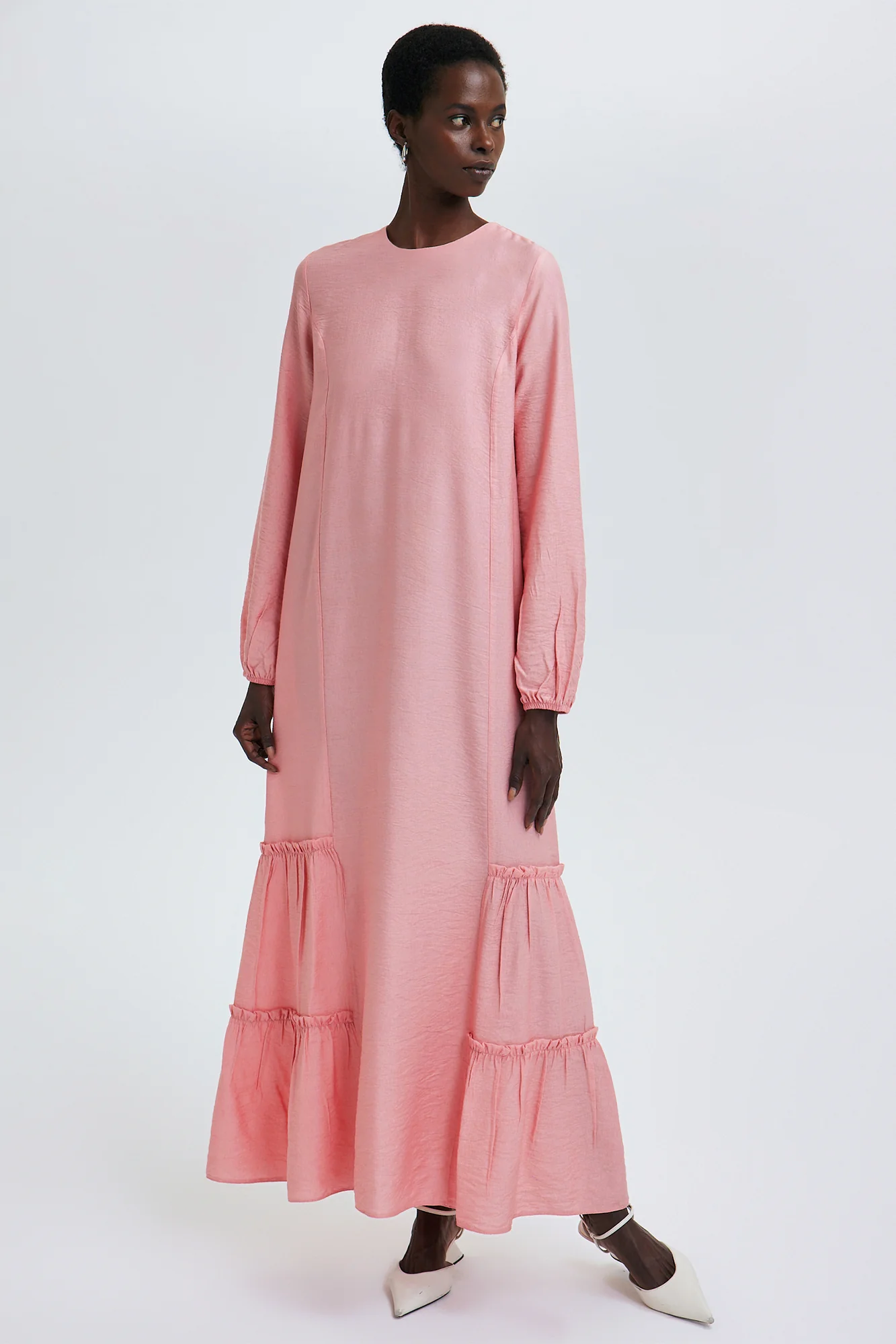 LINEN TEXTURED DRESS WITH GATHERED HEM - Image 2