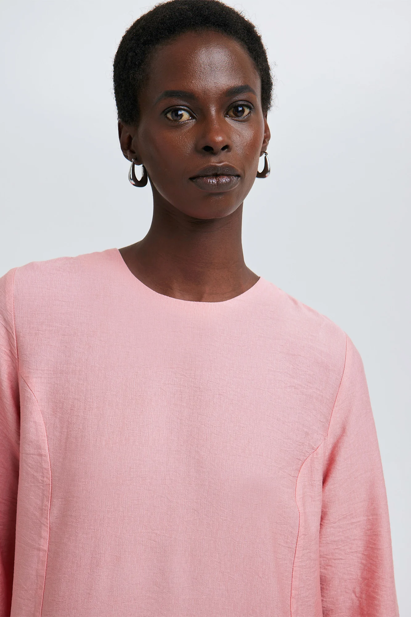 LINEN TEXTURED DRESS WITH GATHERED HEM - Image 5