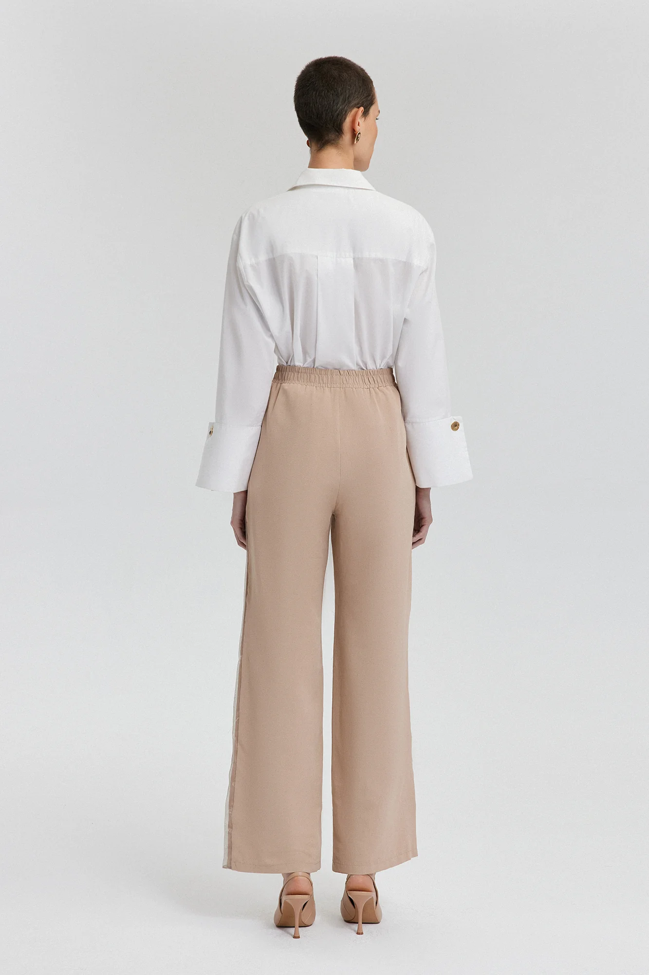 LINEN TROUSERS WITH ORGANZA DETAIL - Image 4