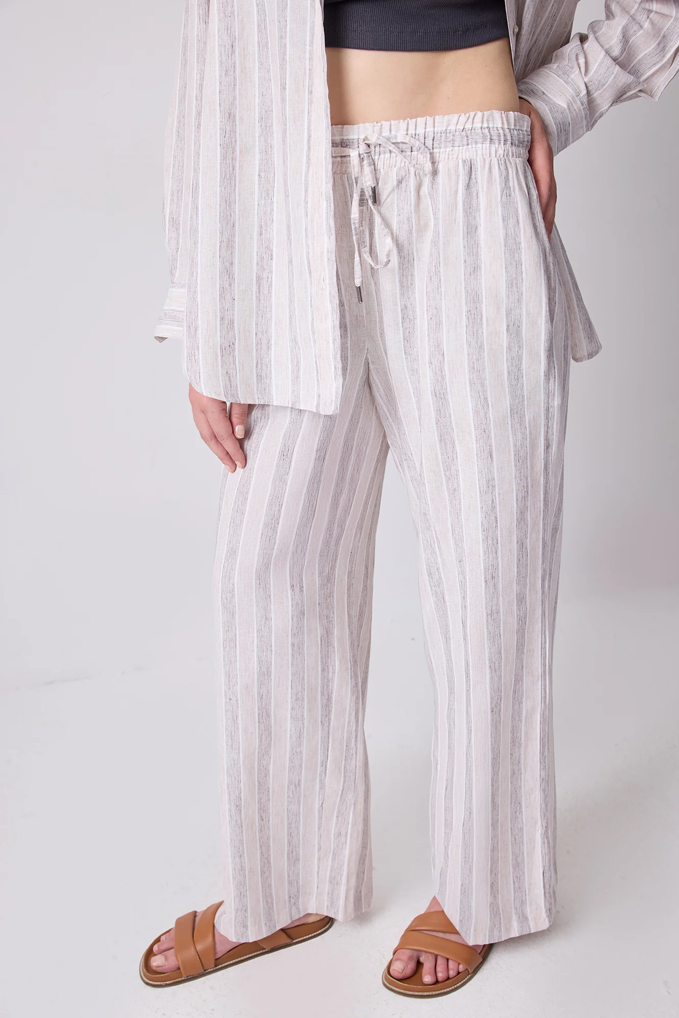 LINEN TEXTURED STRIPED SHIRT TROUSERS SET - Image 5