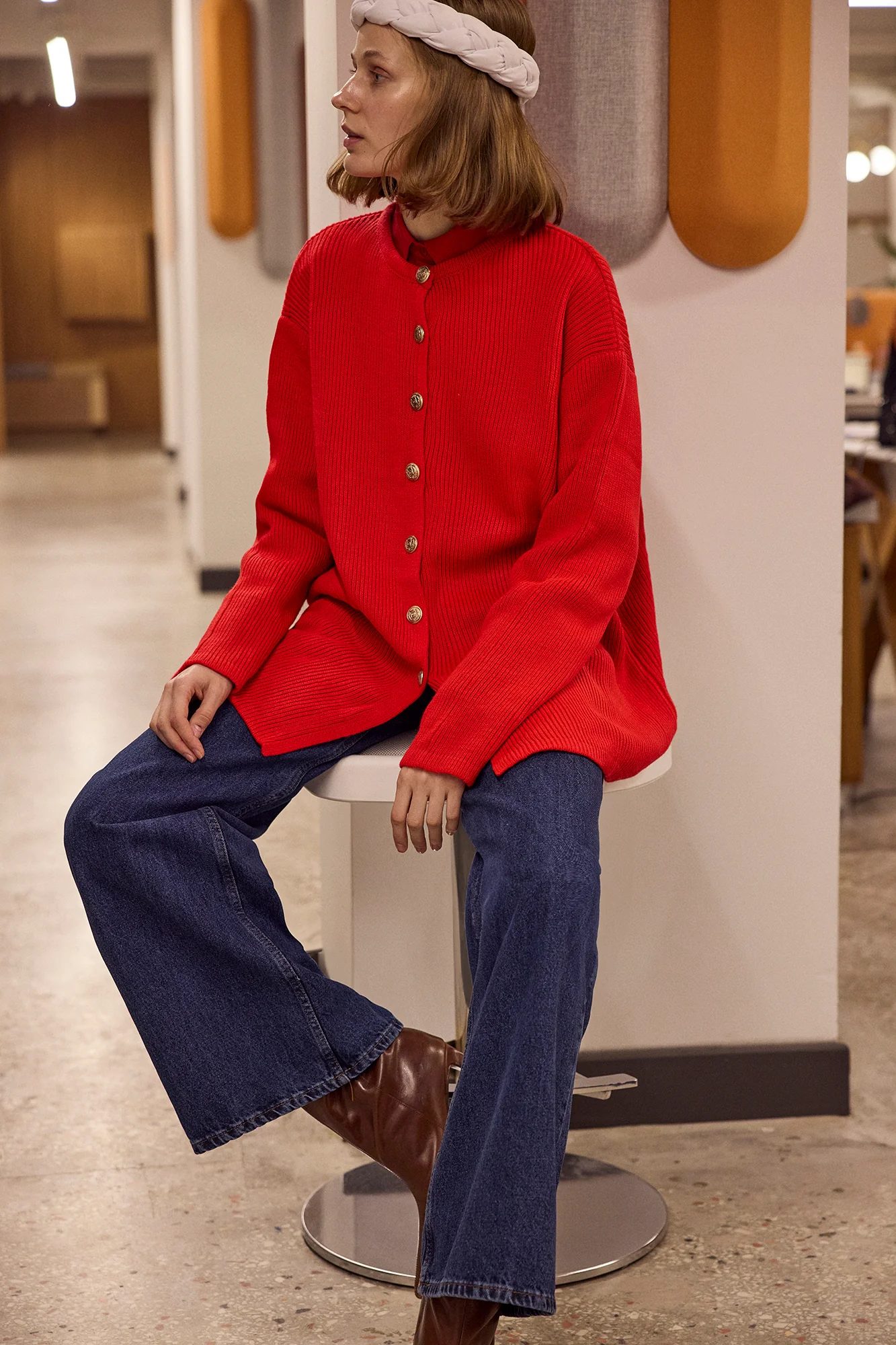 LONG CARDIGAN WITH GOLD BUTTONS - Image 3