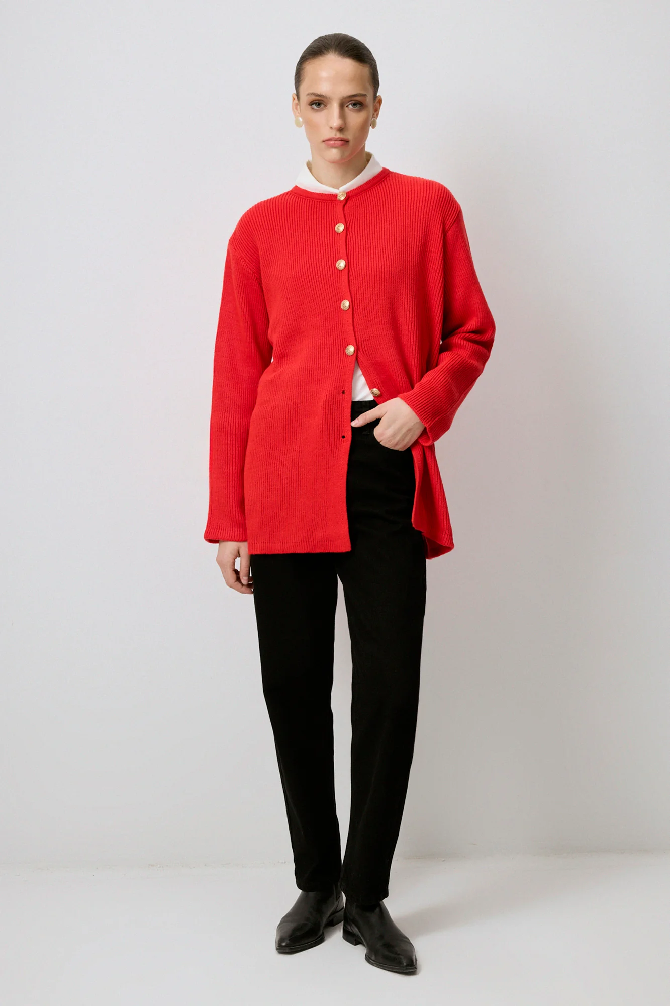 LONG CARDIGAN WITH GOLD BUTTONS - Image 6