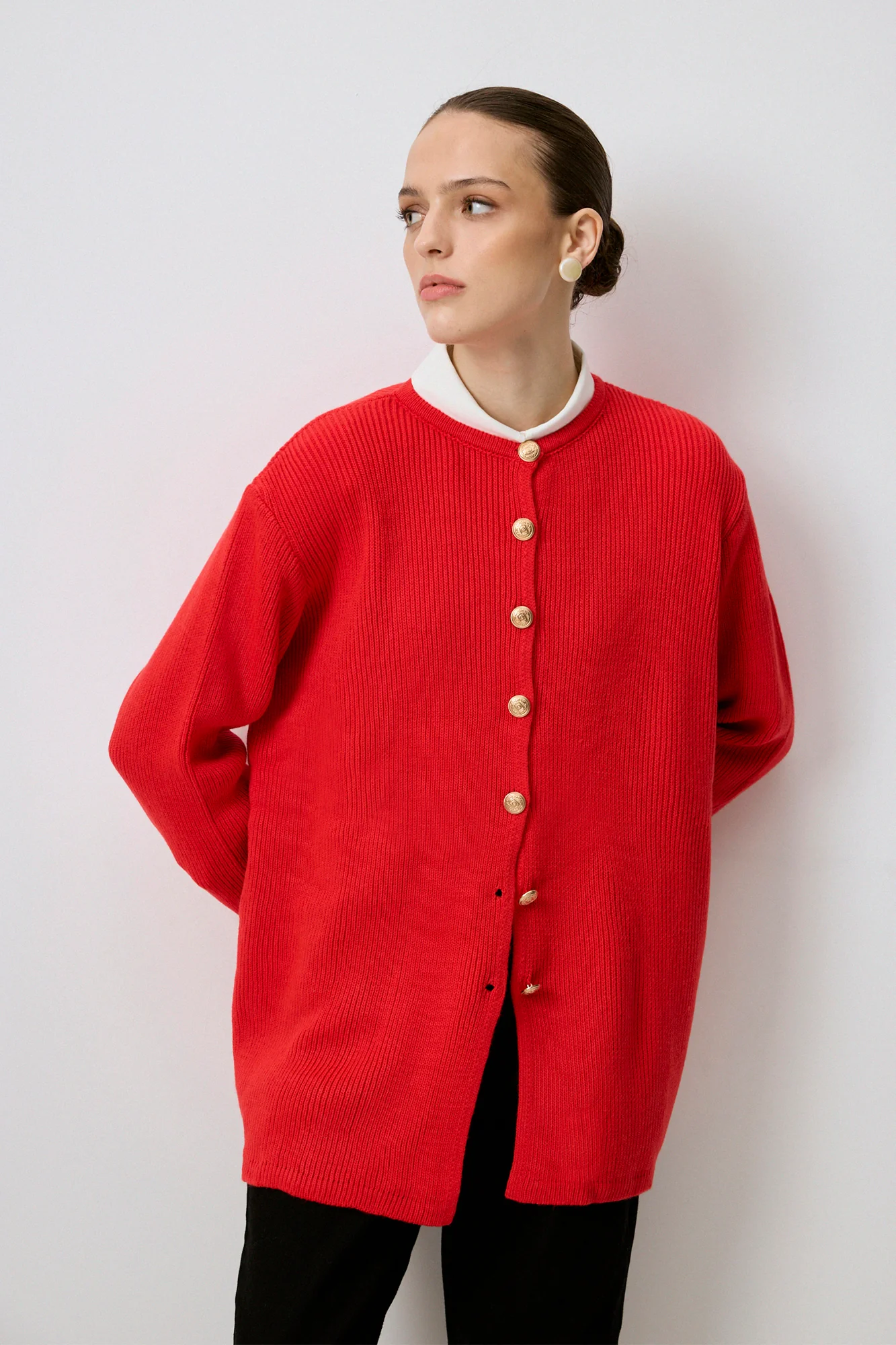 LONG CARDIGAN WITH GOLD BUTTONS - Image 7