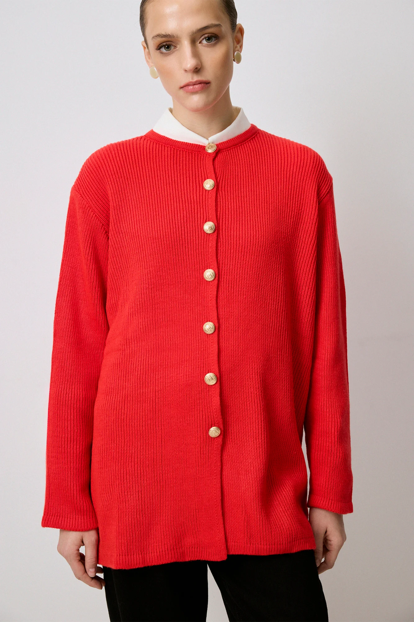 LONG CARDIGAN WITH GOLD BUTTONS - Image 9