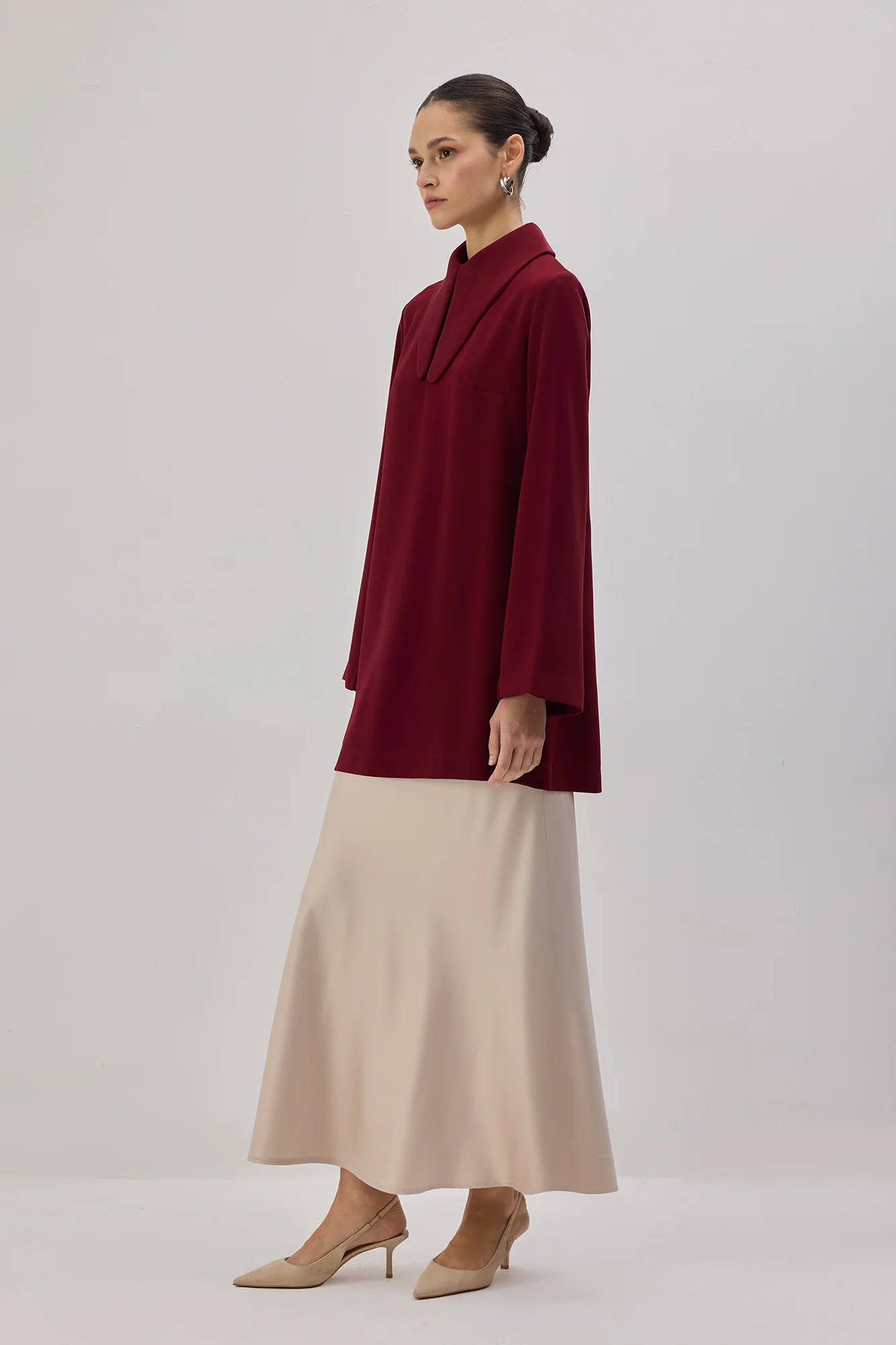 LONG COLLAR CREPE TUNIC - Image 5