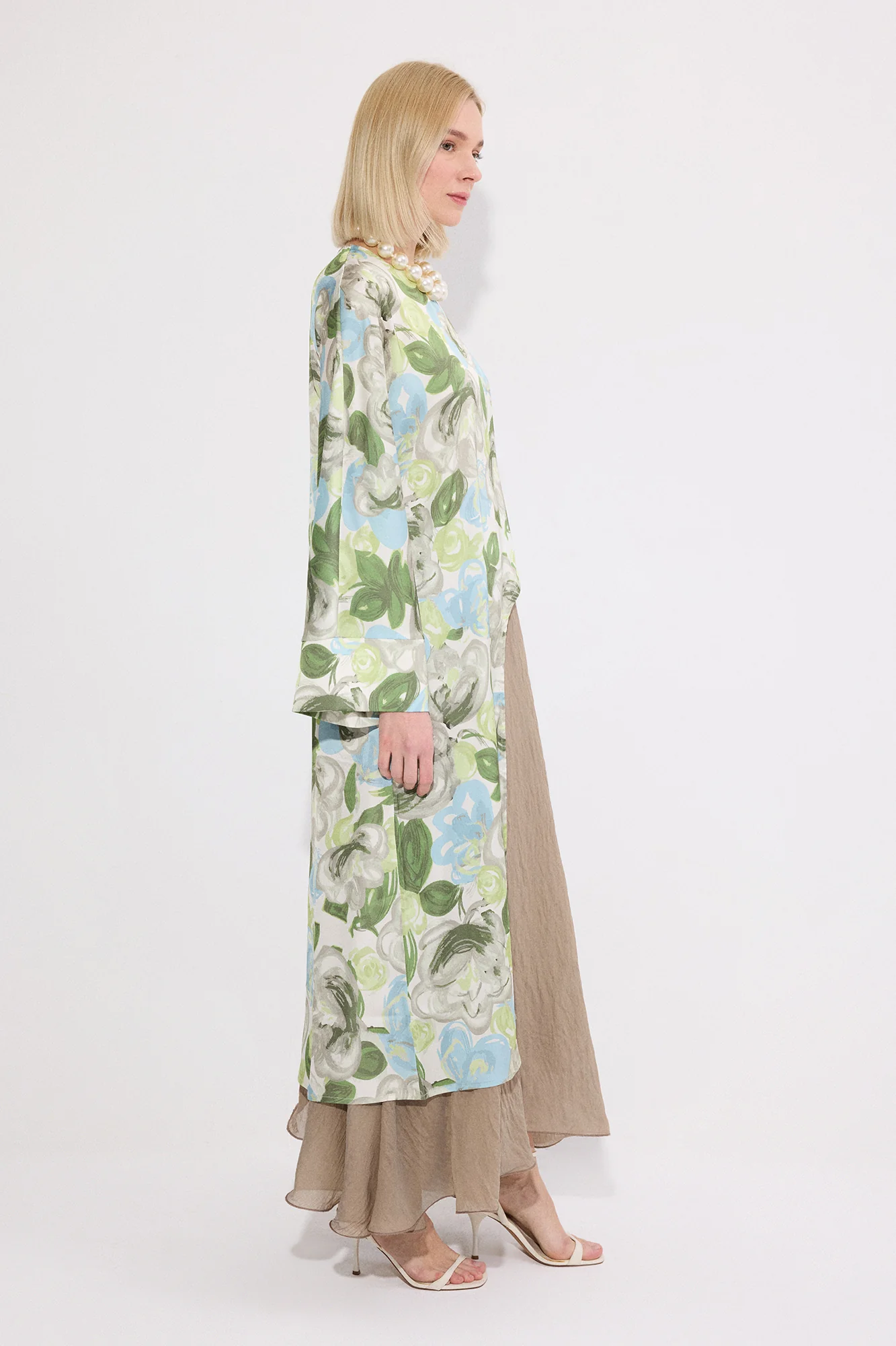 LONG SATIN TUNIC WITH FRONT SLIT - Image 5