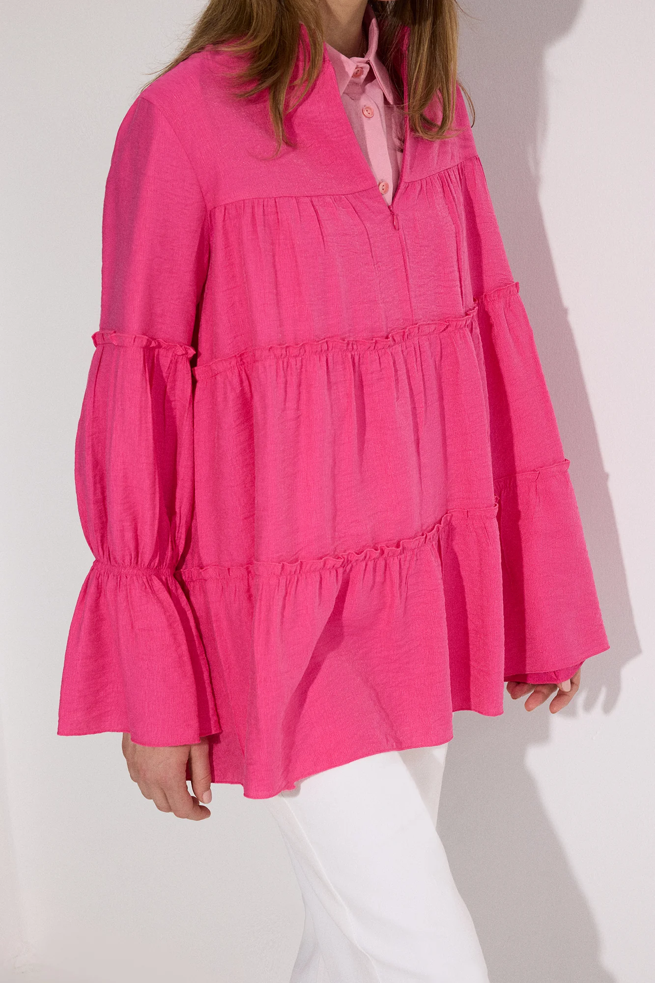 NATURAL TEXTURED FLOUNCED TUNIC - Image 4