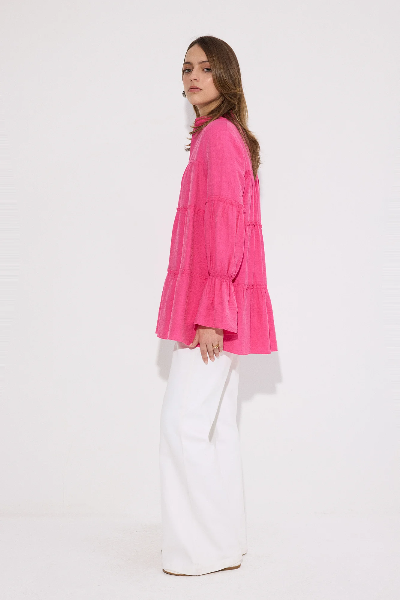 NATURAL TEXTURED FLOUNCED TUNIC - Image 5