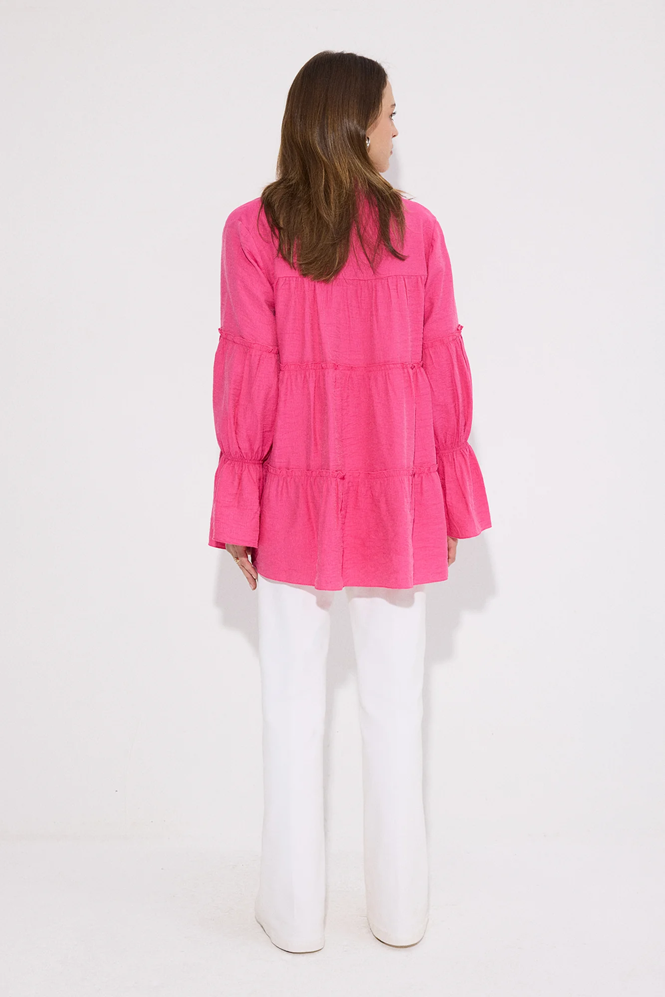 NATURAL TEXTURED FLOUNCED TUNIC - Image 6