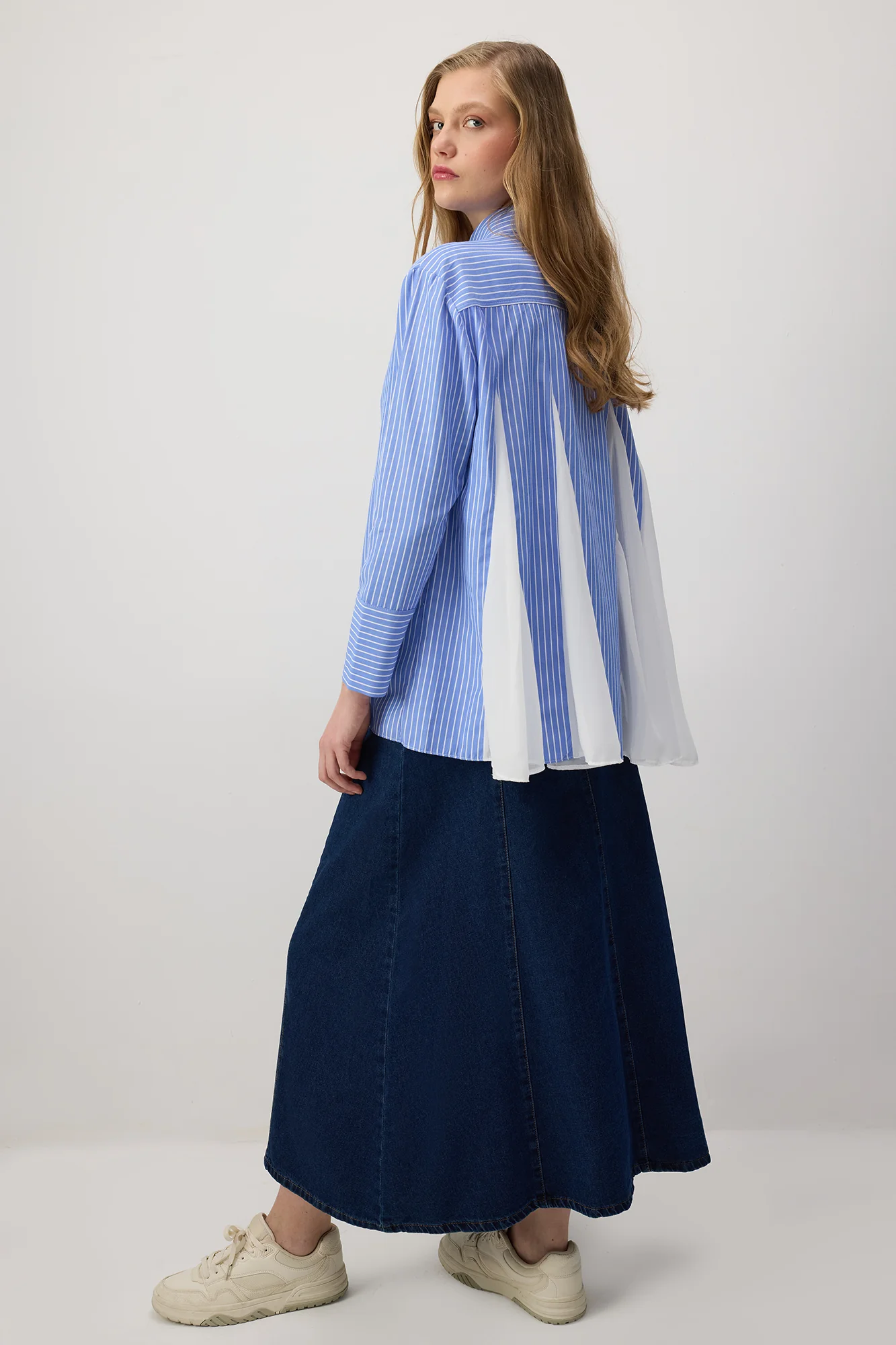OVERSIZED STRIPED SHIRT WITH SHIFON DETAILS - Image 4