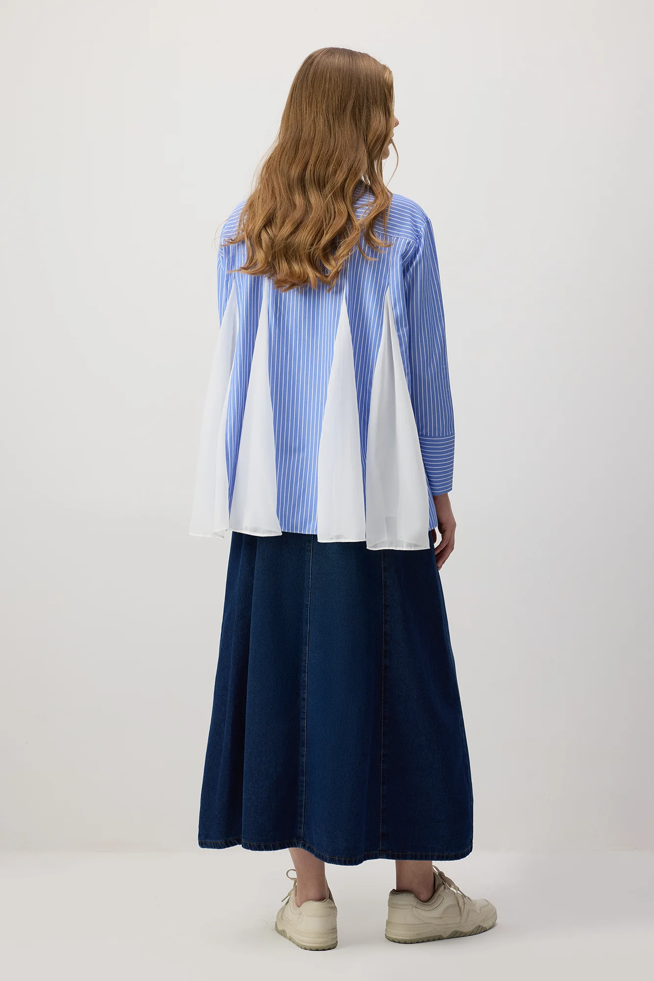 OVERSIZED STRIPED SHIRT WITH SHIFON DETAILS - Image 5