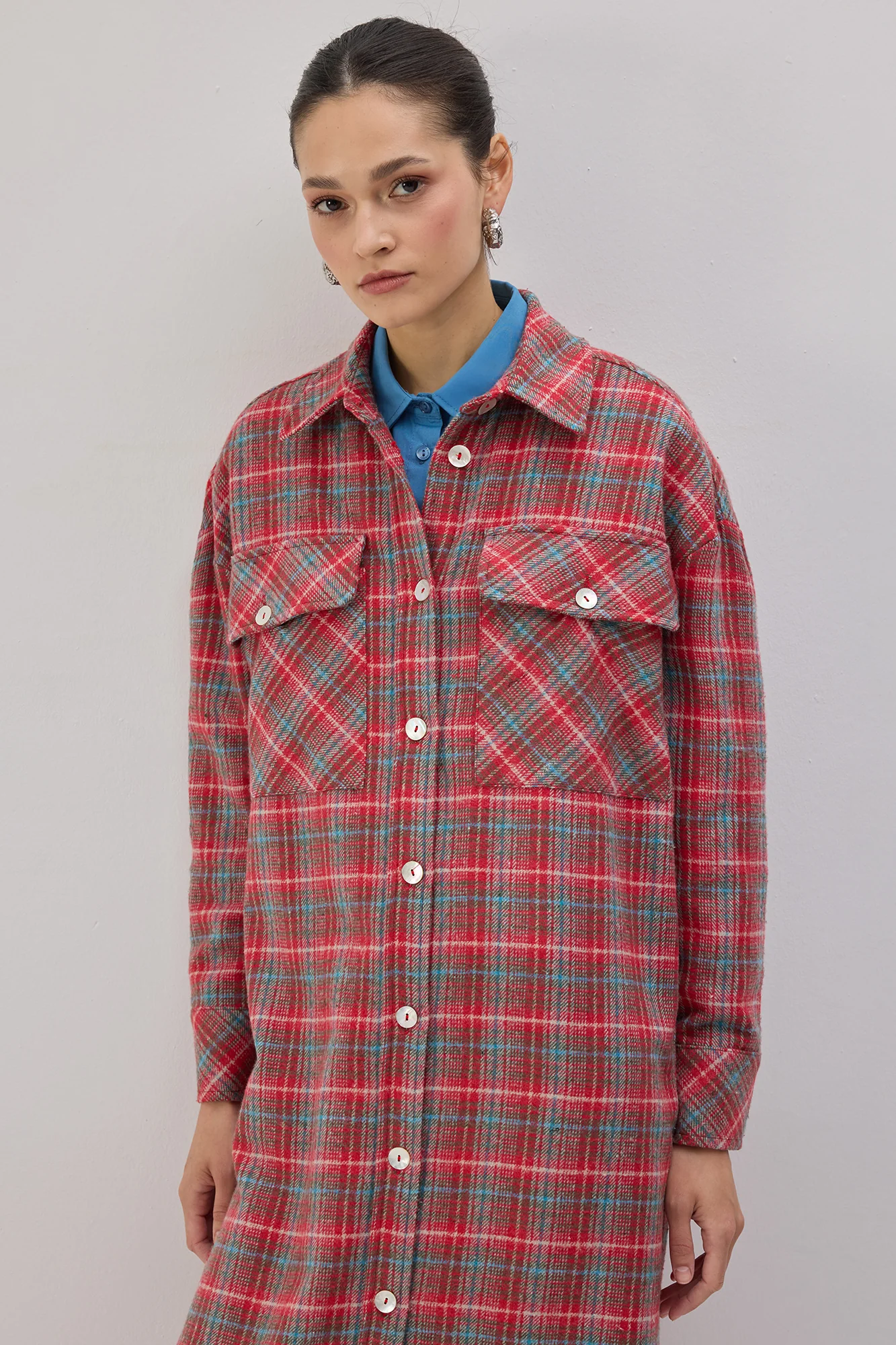 PLAID LONG JACKET - Image 2