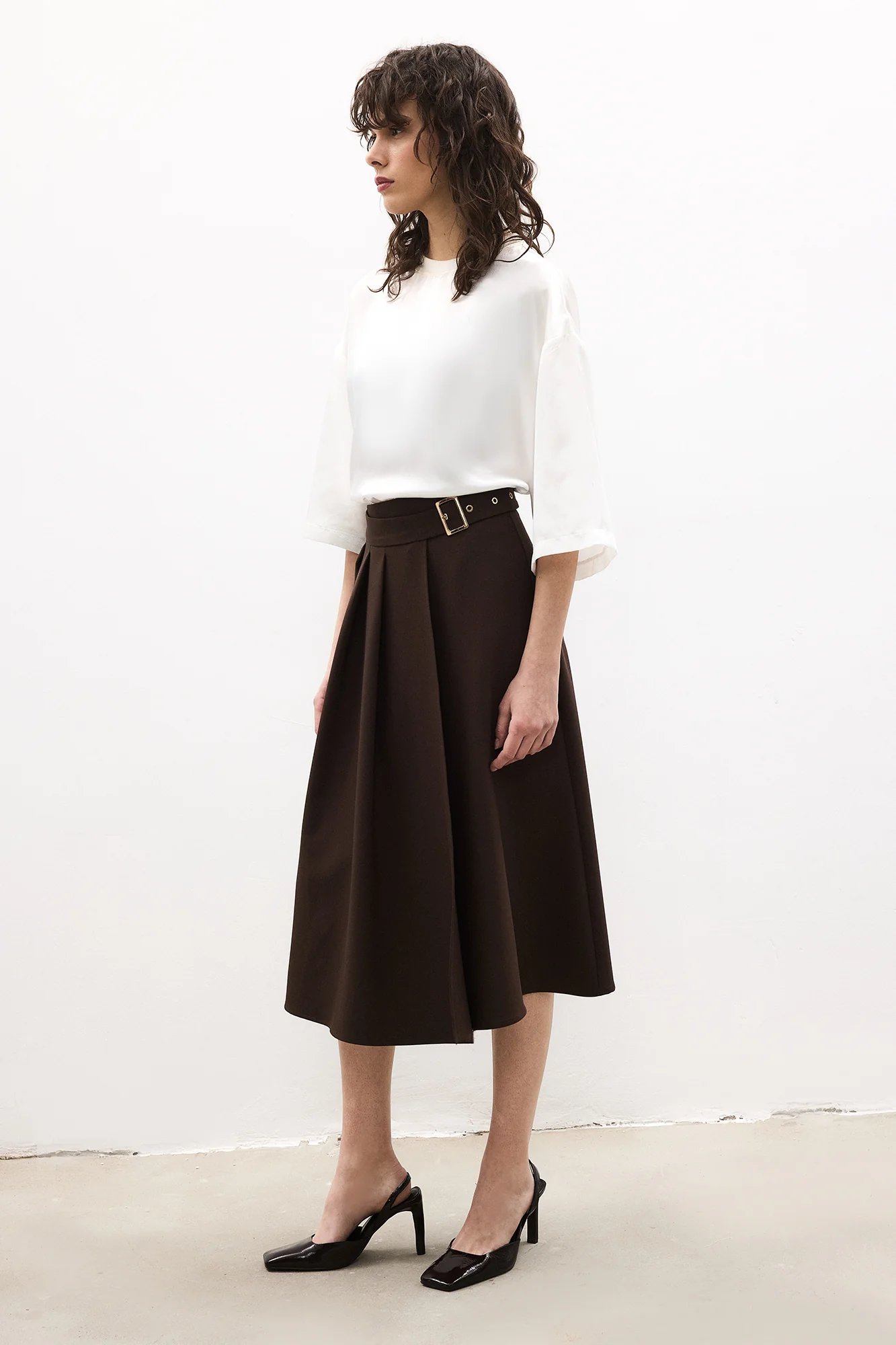 PLEATED BELTED SKIRT - Image 3
