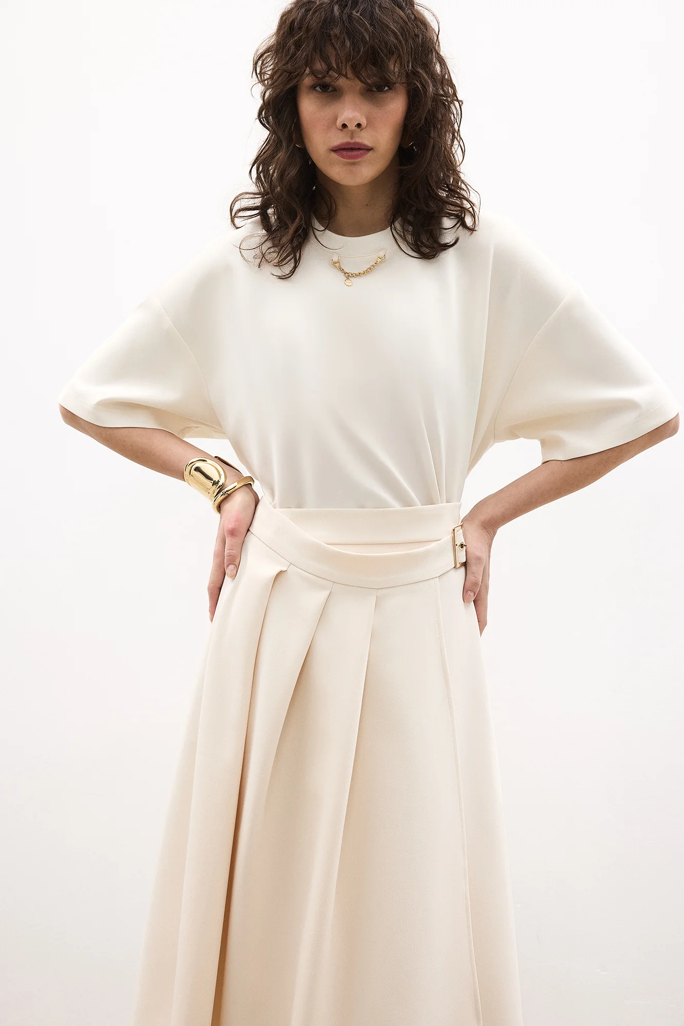 PLEATED BELTED SKIRT - Image 4