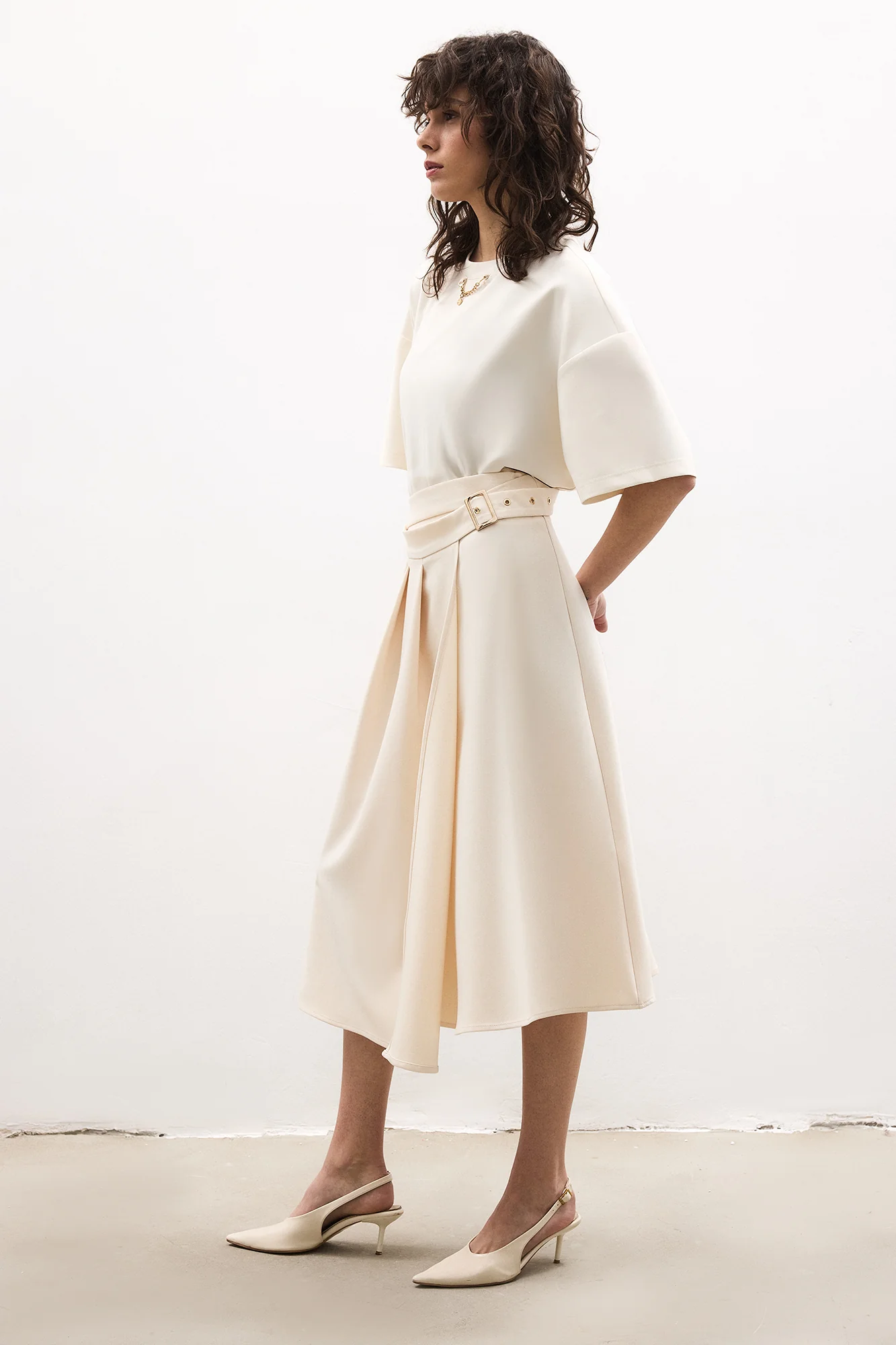 PLEATED BELTED SKIRT - Image 5